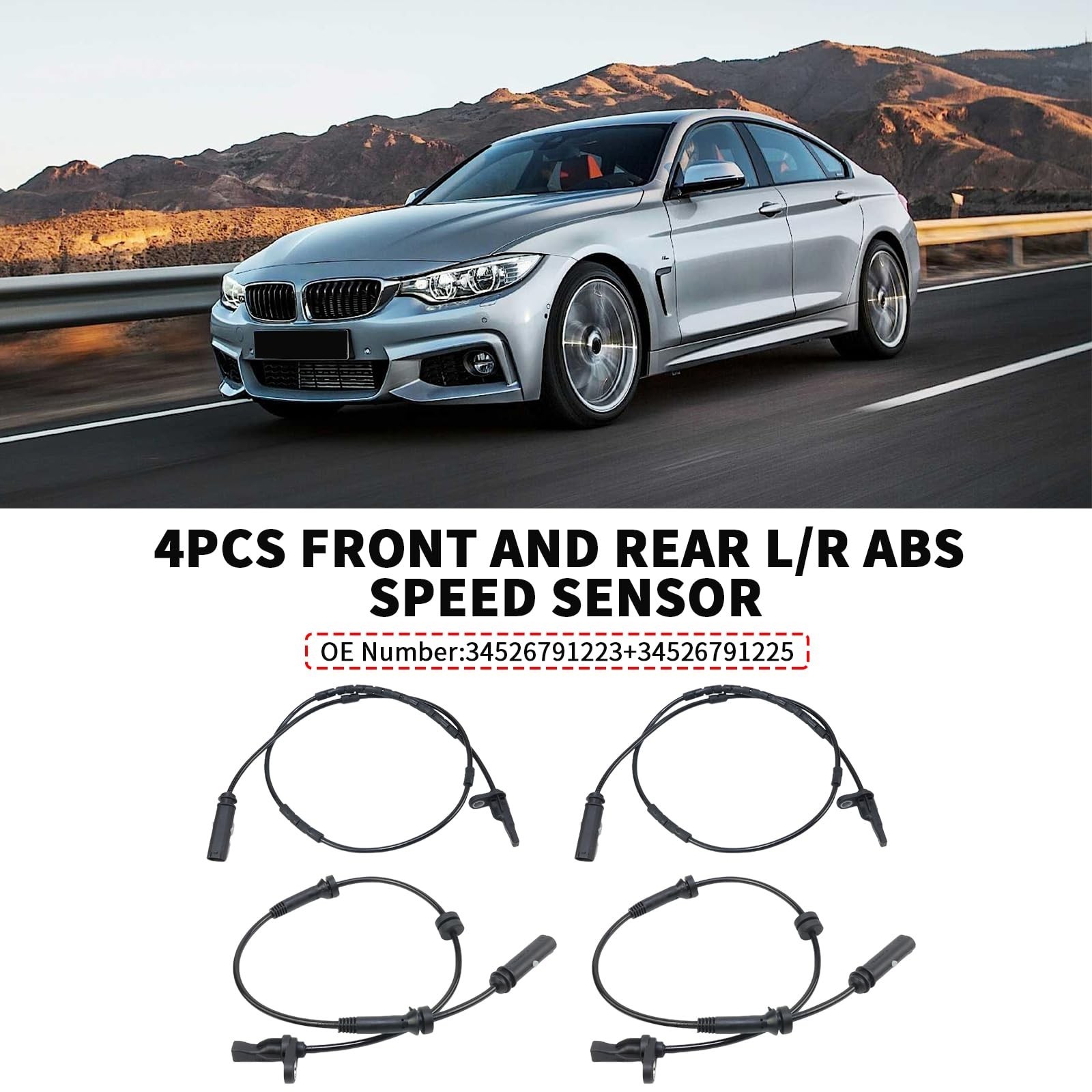 4 PCS Front and Rear L&R ABS Speed Sensor for BMW 2011-2021 M135 118i 220i 32…