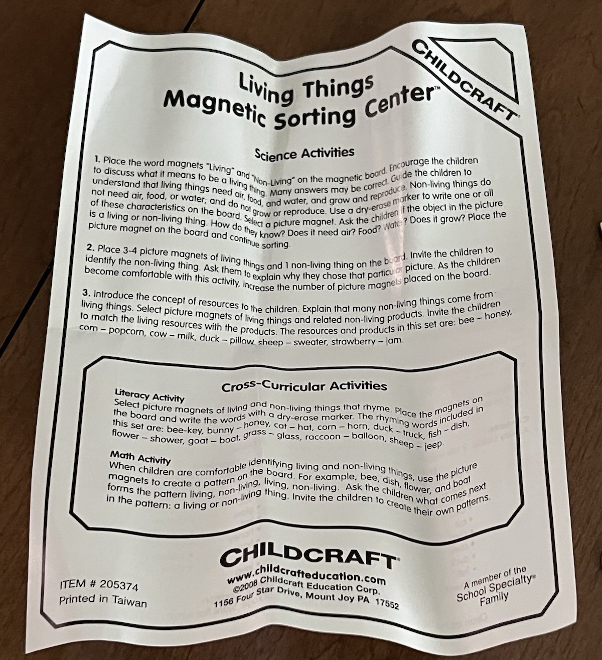 Living Things Magnetic Sorting Center, Education