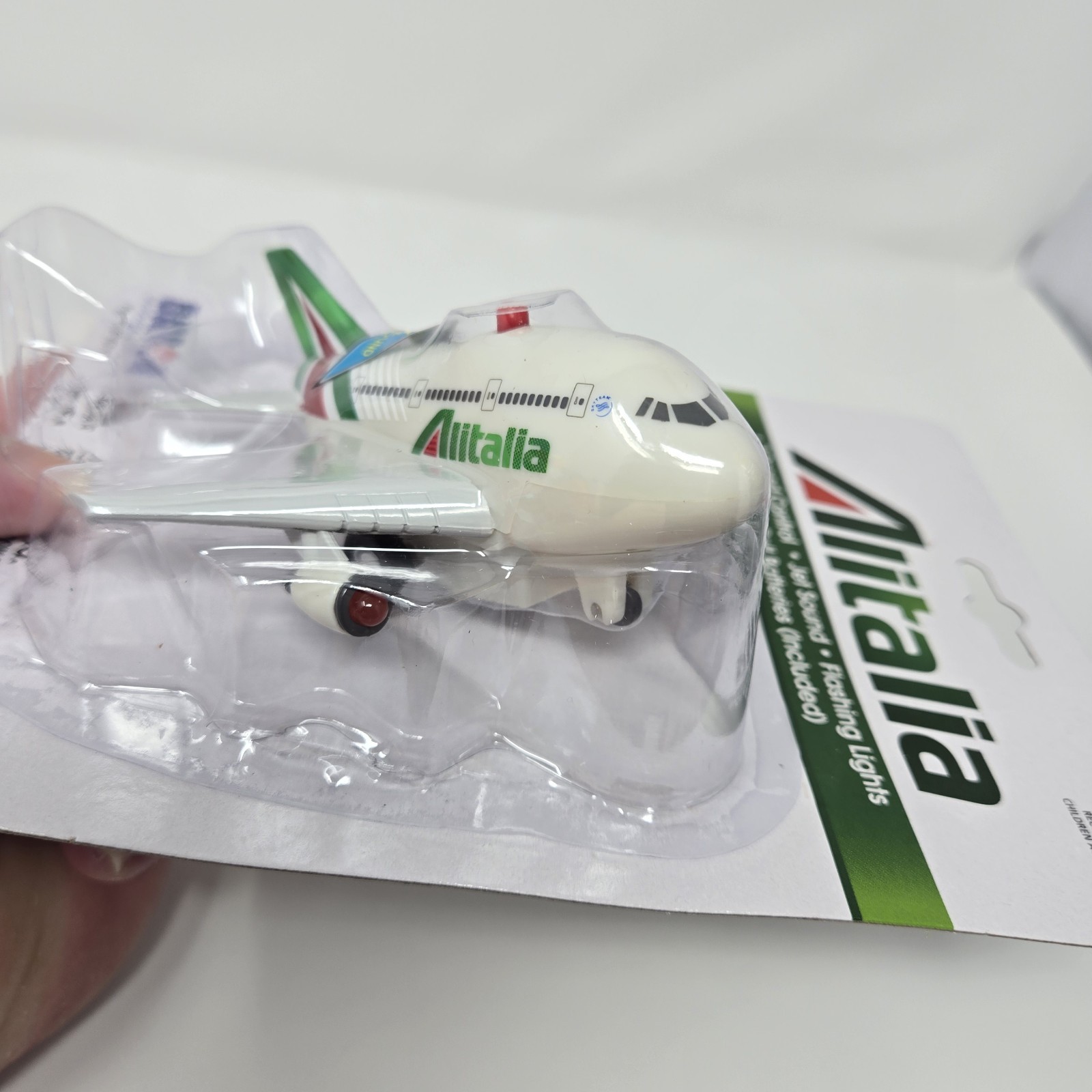 ALITALIA Toy Kids Fun Plane Jet Pull-Back Release Light Up & Noises HTF RARE New
