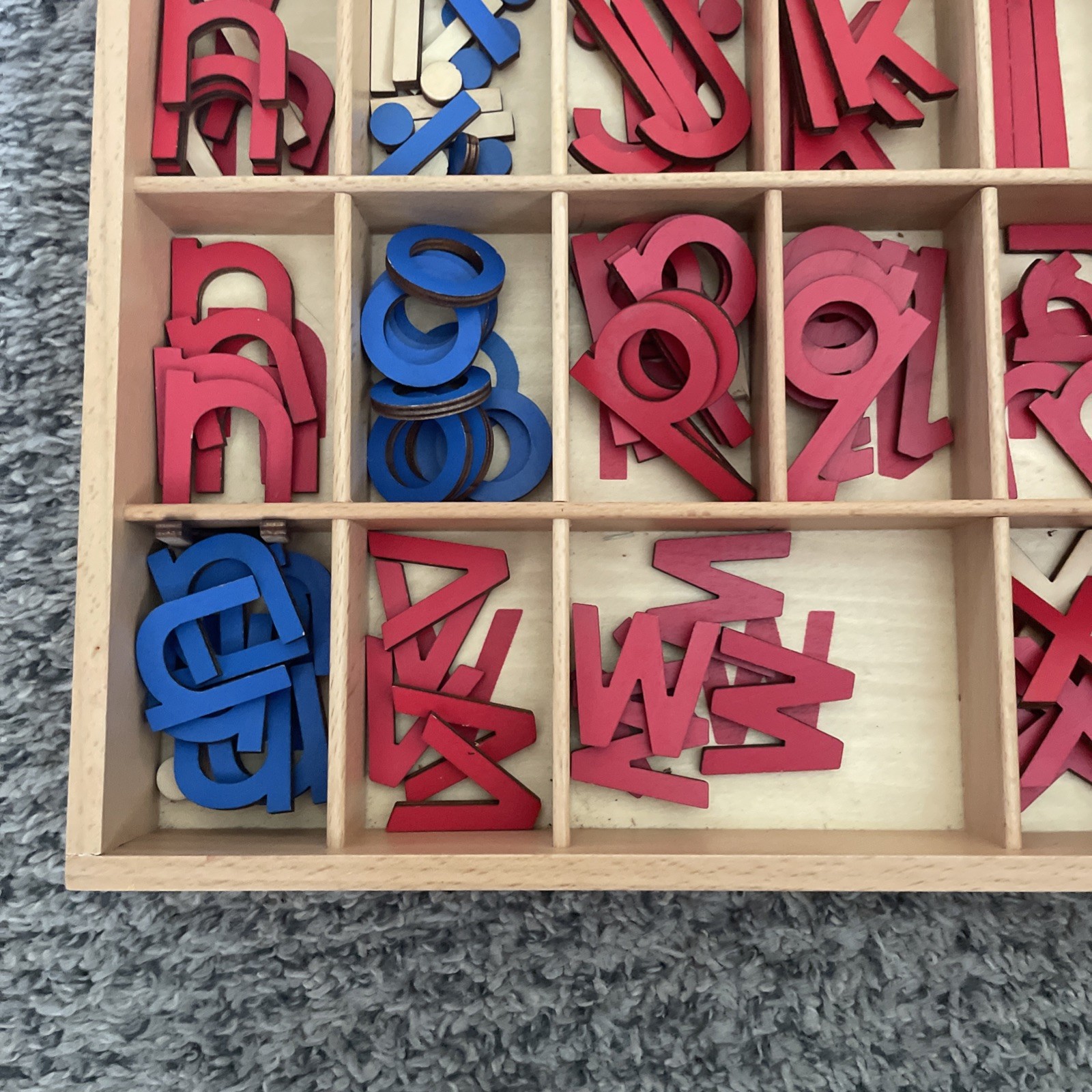 Montessori Wooden Movable Alphabet Medium Lowercase & wooden Box