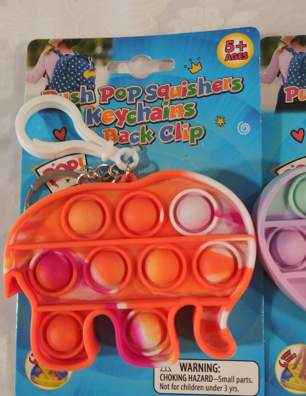 🎒Lot of 3 Pop! Keychain & Back Clip Push Pop Squishers Sensory Toy Stress◀