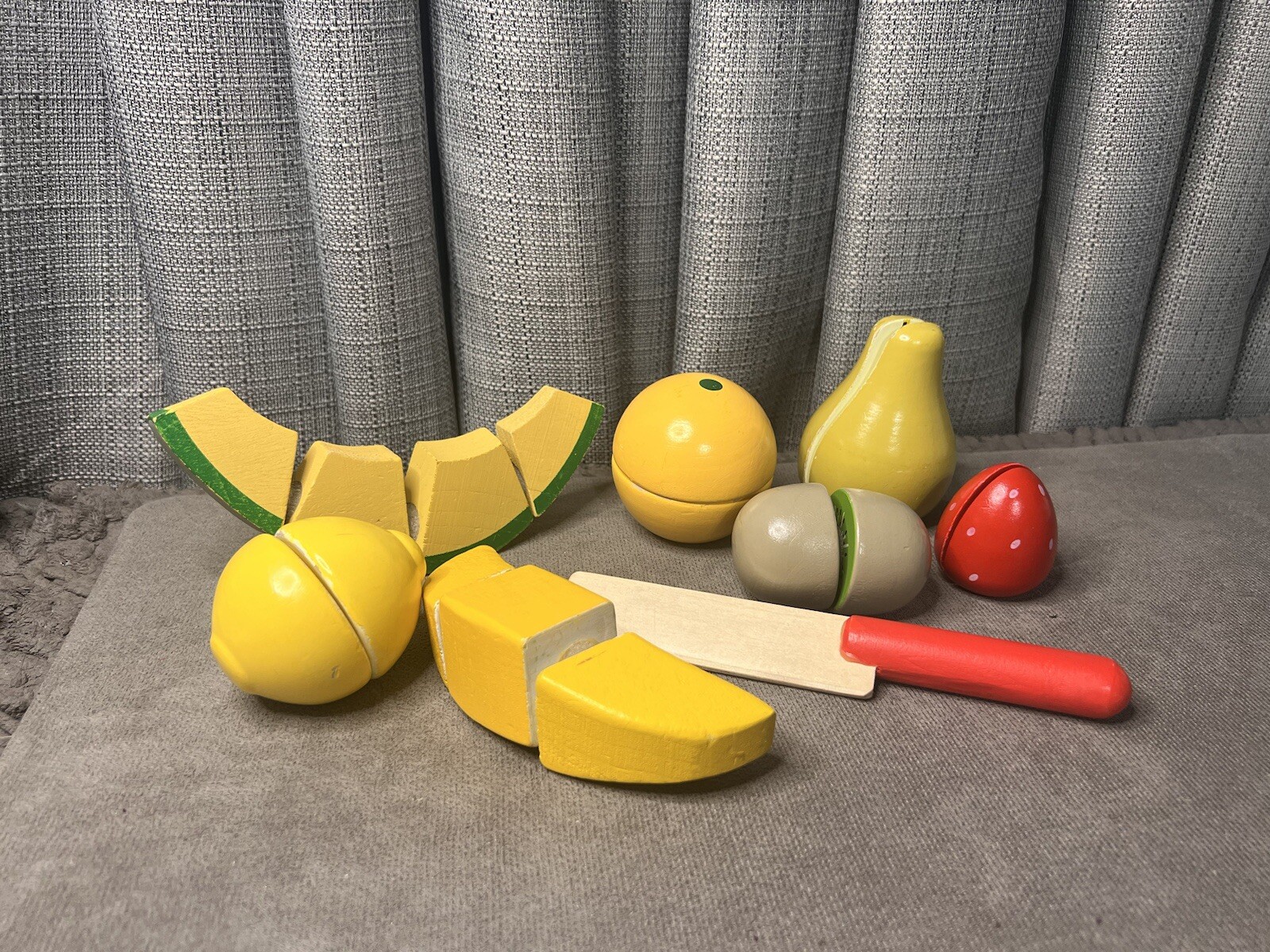 Kids Wooden Kitchen Cutting Fruits Toys Learning Knife Hook Loop Closure Lot