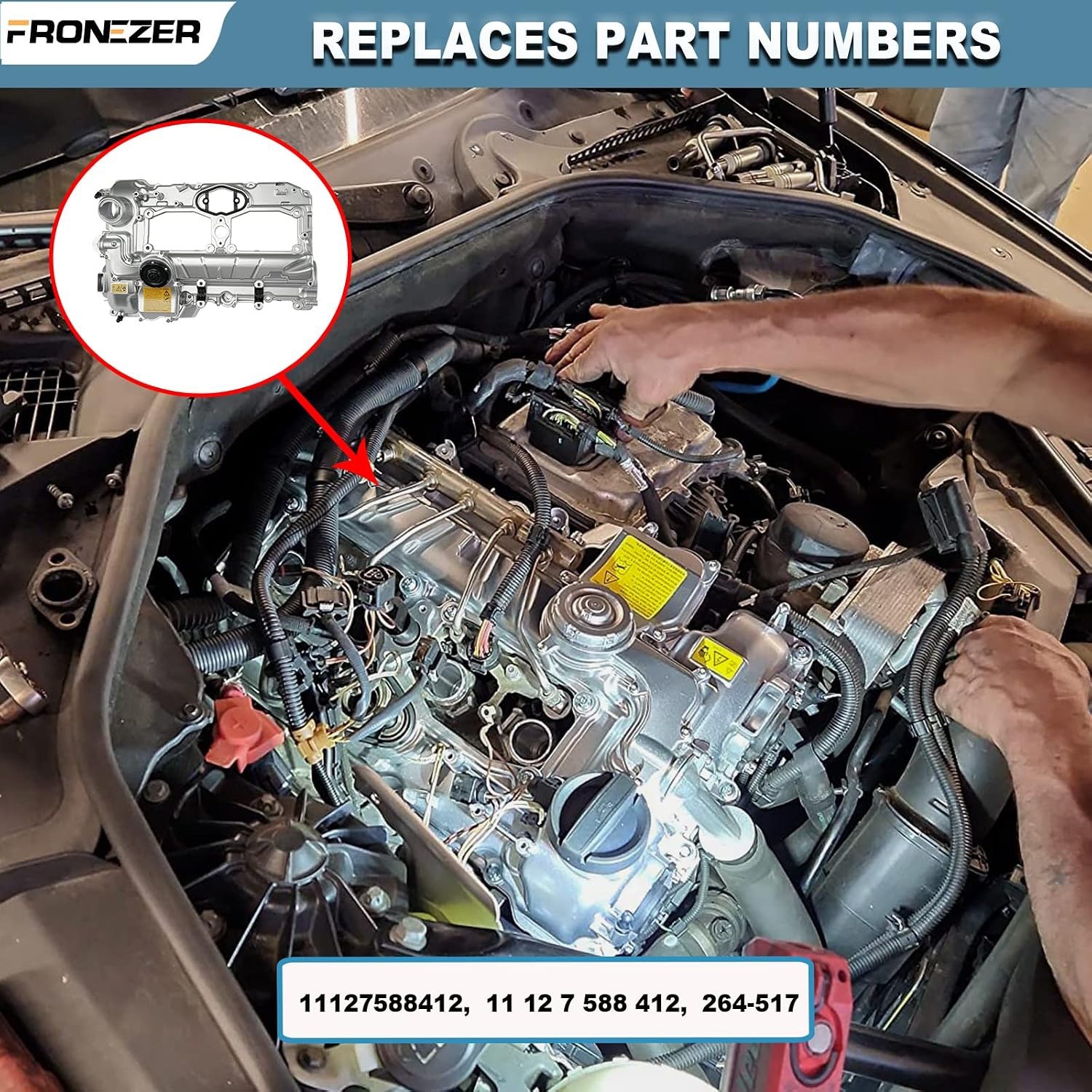 Aluminum N20 Engine Valve Cover Kit with Gasket, Bolts & Oil Filler Cap BMW