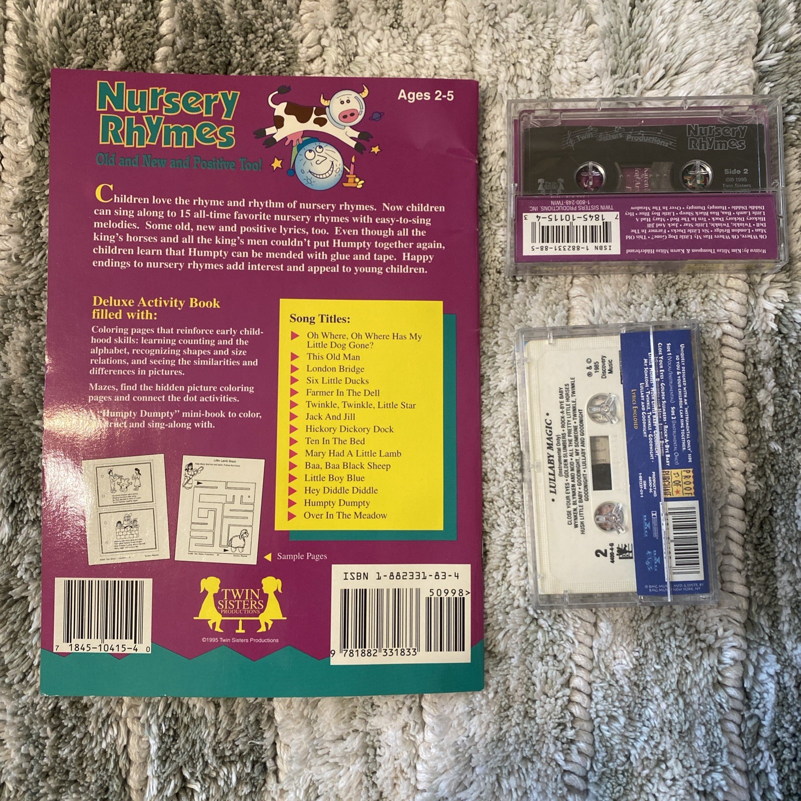 1995 Twin Sisters Productions Cassette Books Farm Animals Nursery Rhymes