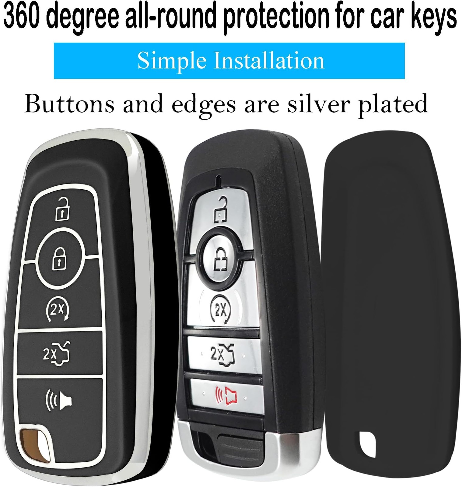 Kirsnda Key fob Cover case Keychain Compatible with Ford,Soft TPU Key case fi…