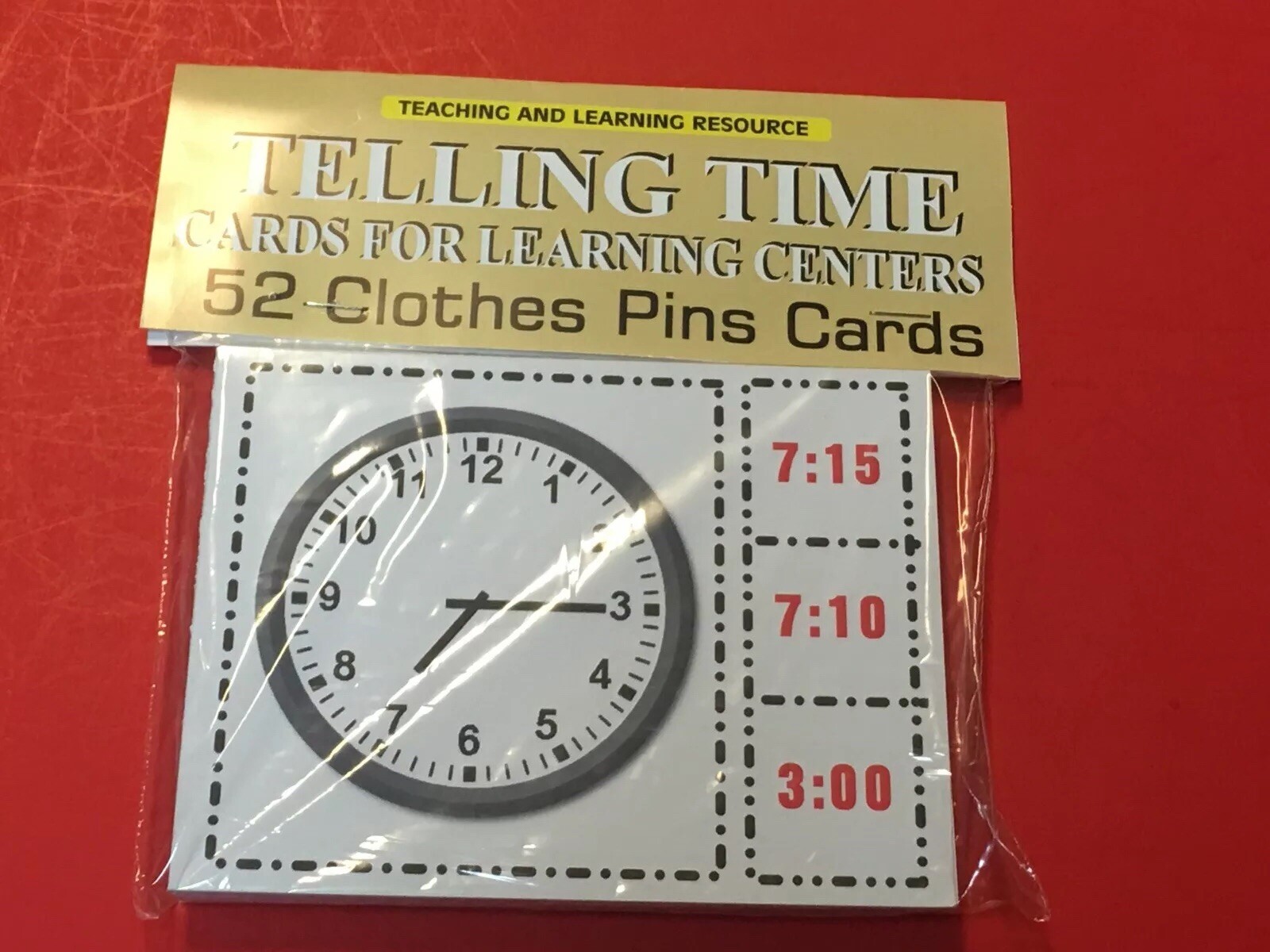 TELLING TIME – Cards for Learning Center 52 Cards- Letters Teaching Pre-k