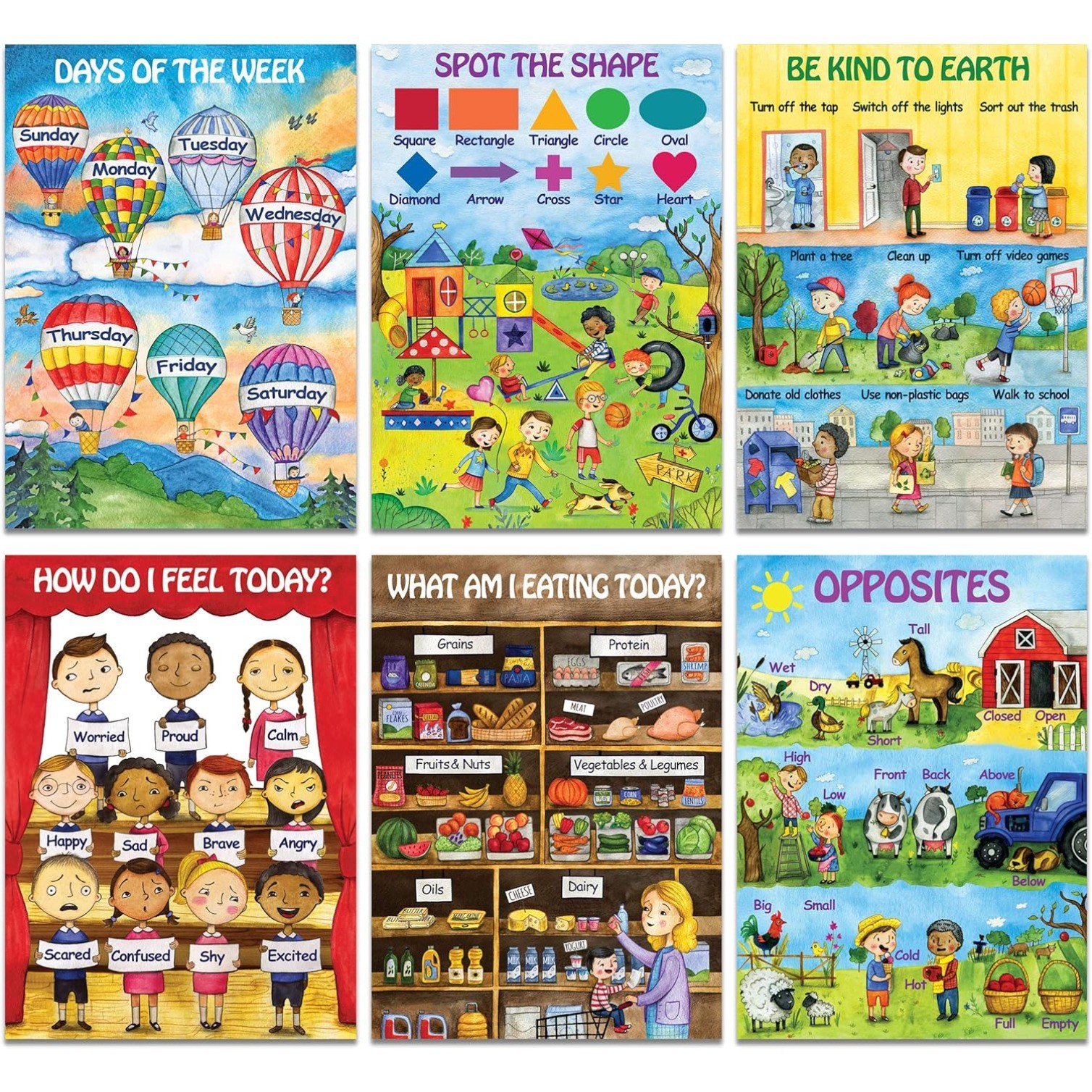 12 Kids Educational Posters 13×18 for Preschoolers & Toddlers for Homeschool