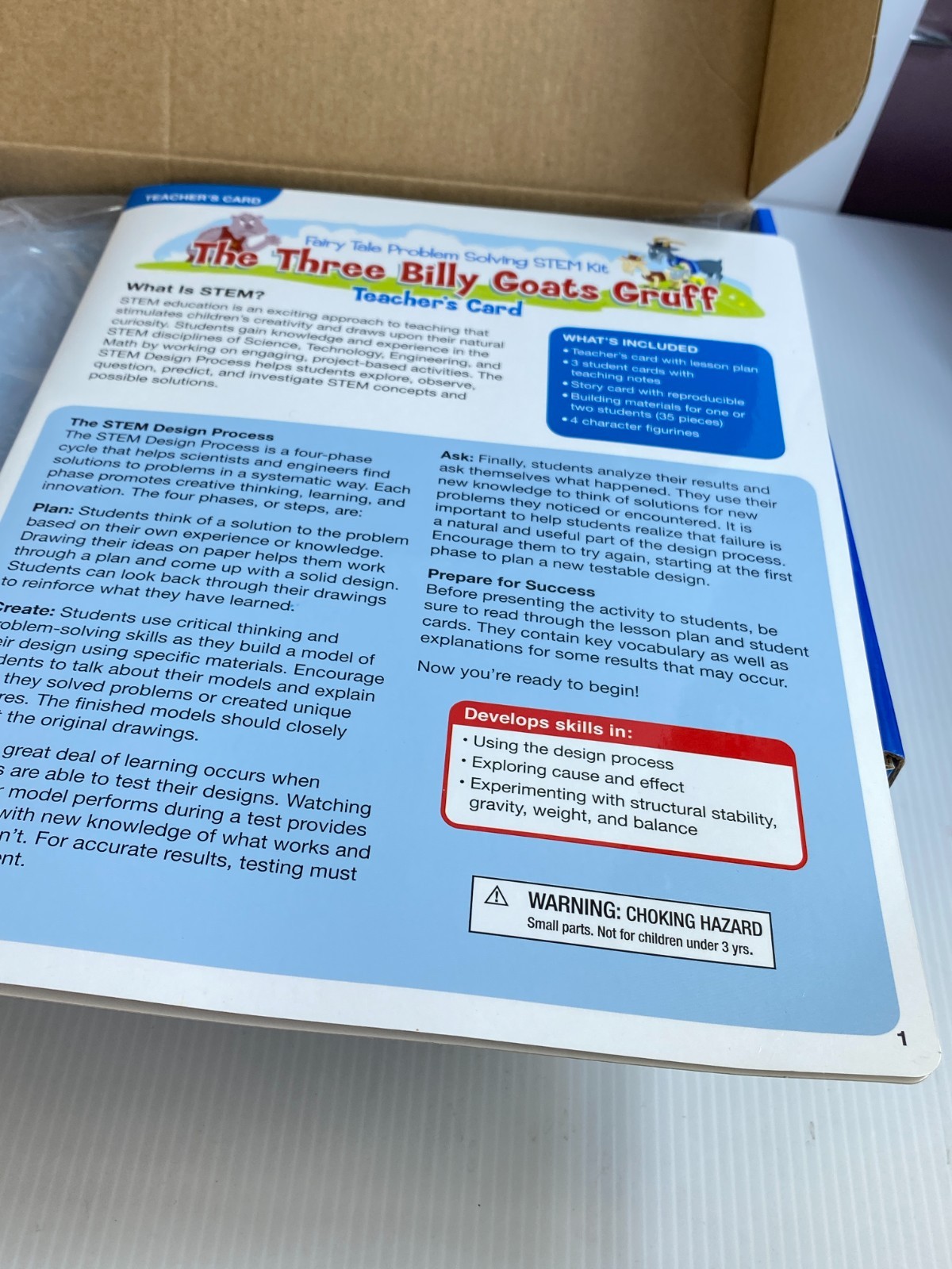 LAKESHORE STEM FAIRY TALES PROBLEM SOLVING KIT THE THREE Billy Goats Gruff Read