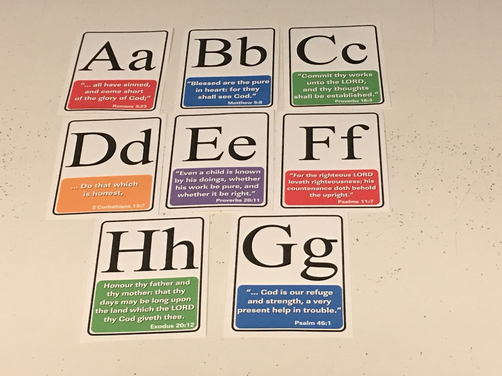 Bible Alphabet Cards – Memory Verse Cards Kindergarten – 26 Cards – 4.25 x5.5