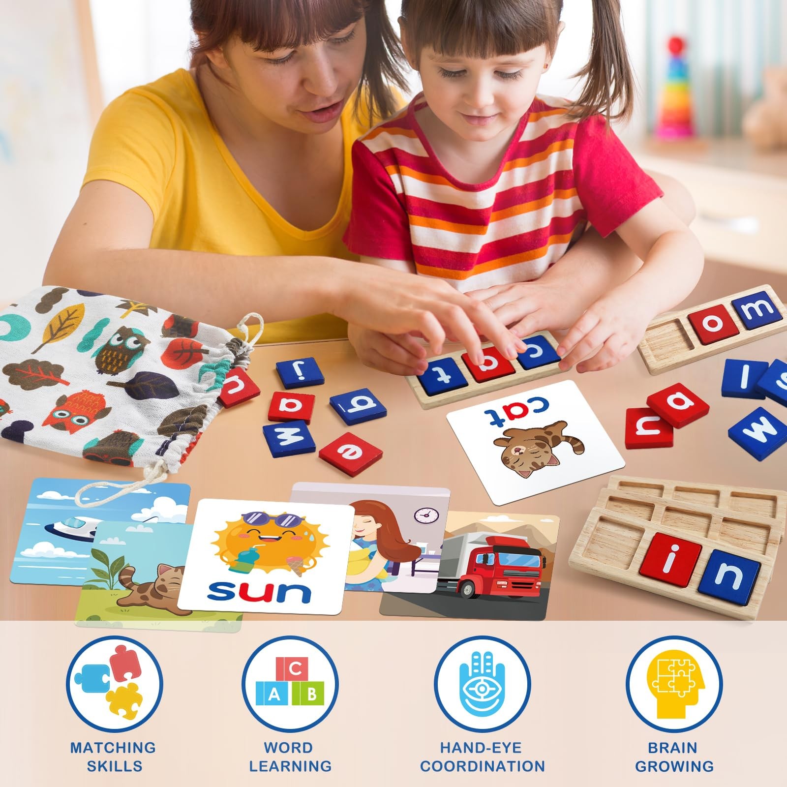 CVC Word Educational Toy Spelling Games, Preschool Toddler Learning Activitie…