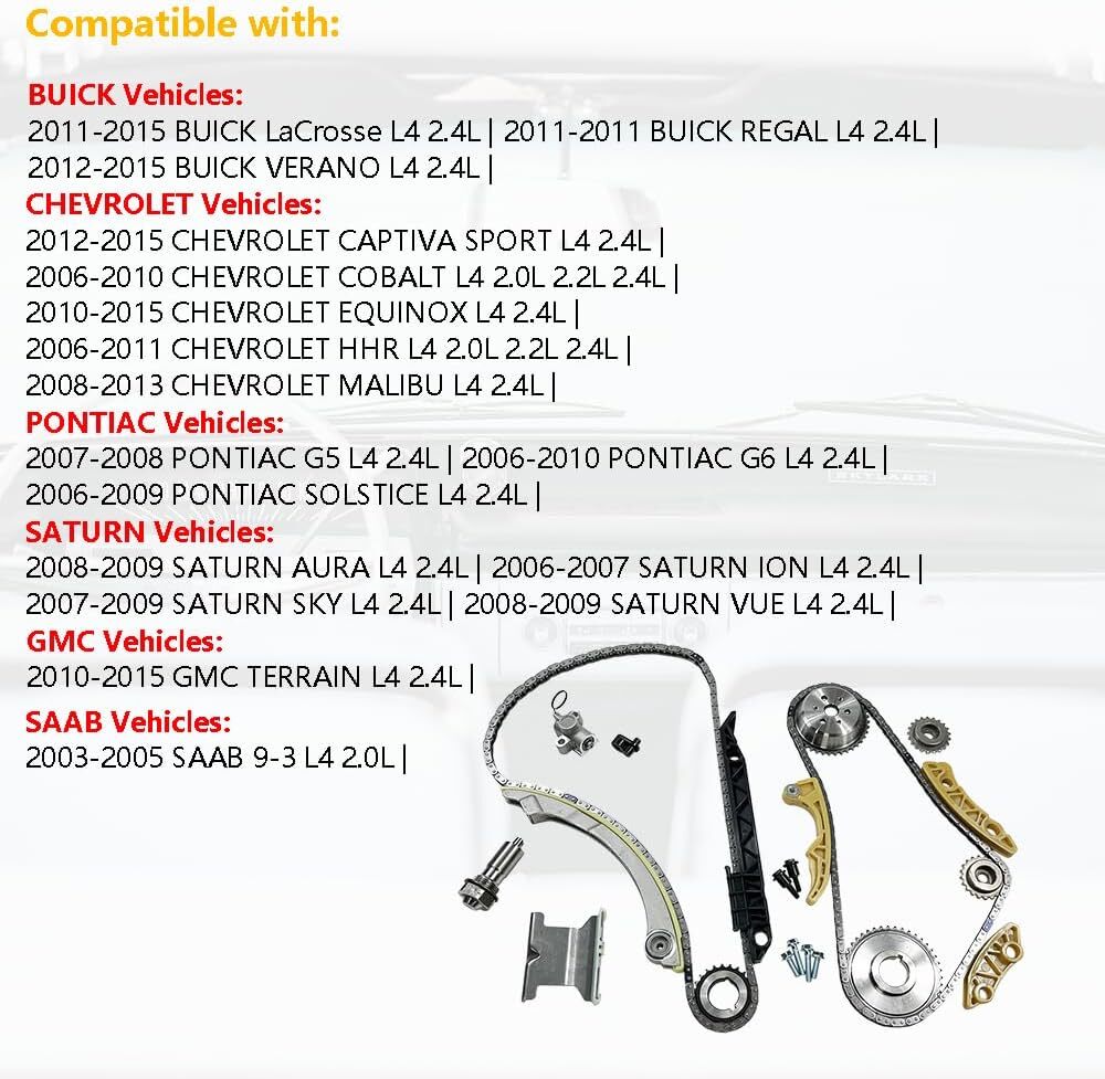 Timing Chain Kit | Fit for 2.0L 2.2L 2.4L GM Buick LaCrosse Regal Verano, Chevy