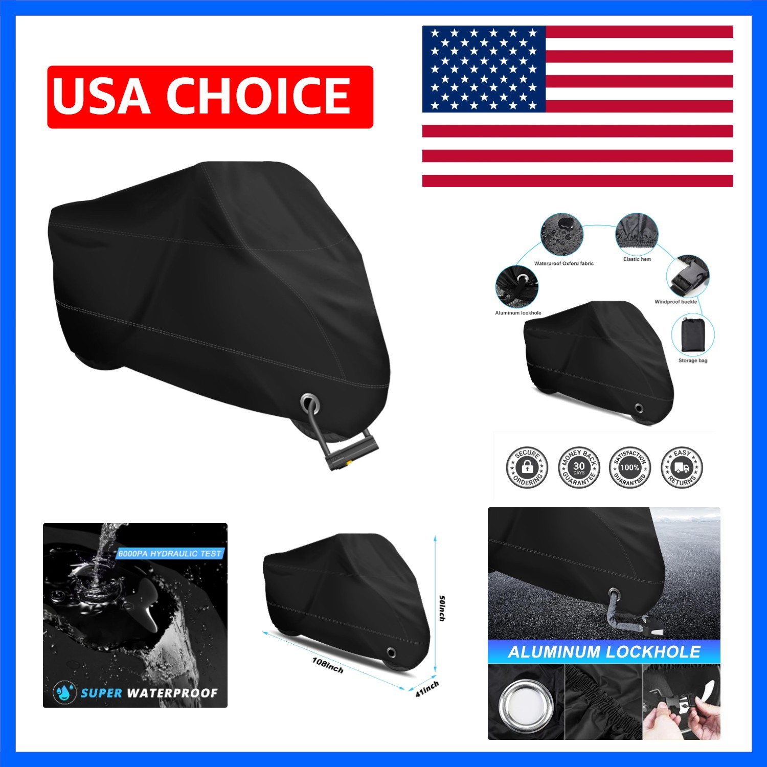 Motorcycle Cover -Waterproof Outdoor Storage Bag,Made of Heavy Duty Material,…