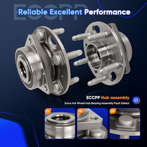 ECCPP 513288 2PCS Front/Rear Wheel Hub Bearing Assembly 5 Lugs w/ABS for