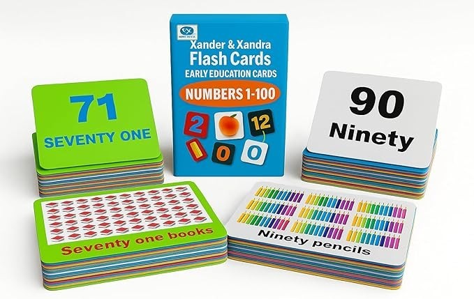 Numbers 1–100 Flash Cards for Toddlers. Durable Waterproof Double-Sided Learning