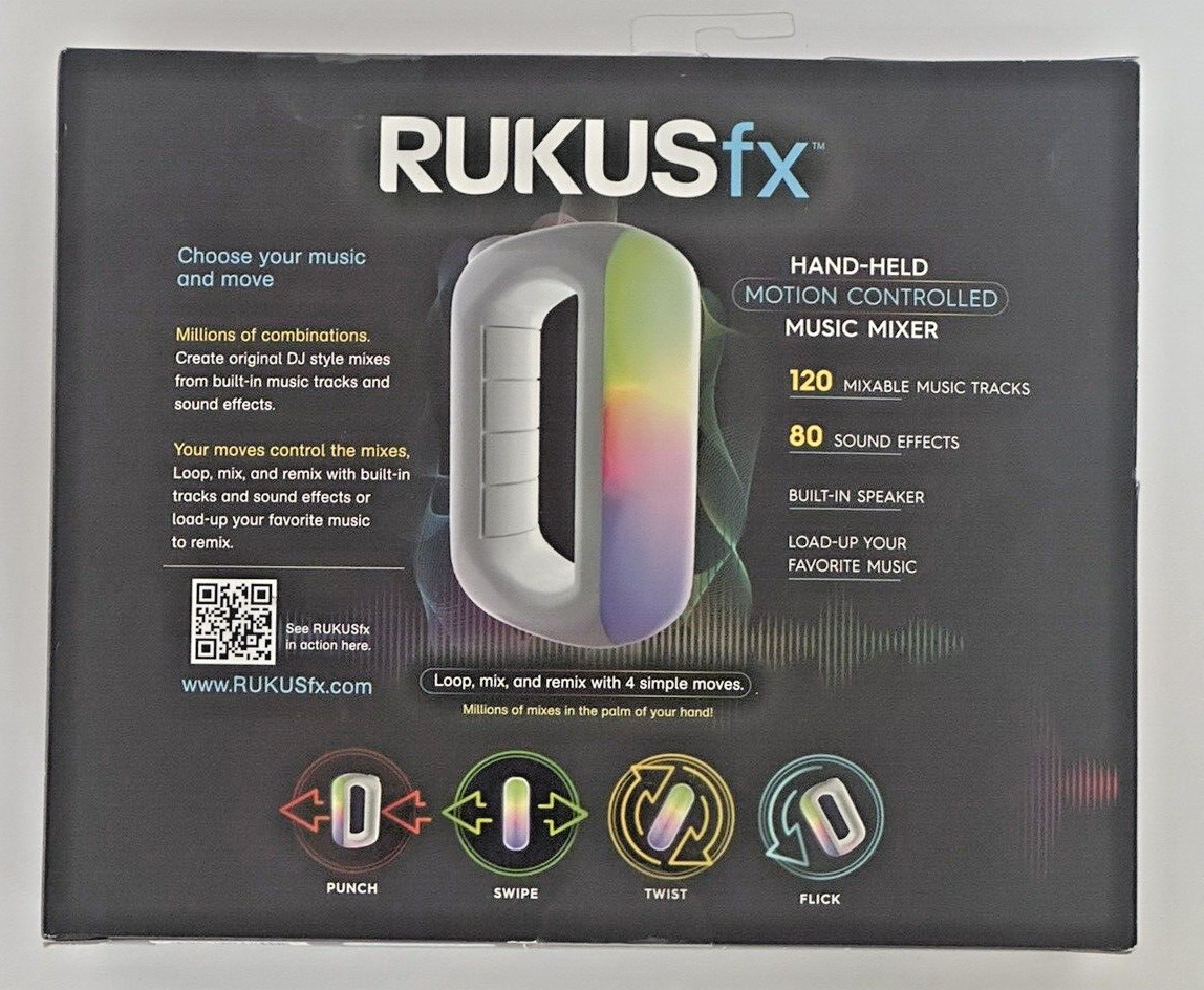 New RUKUSfx Motion Controlled Music Mixer 120 Tracks 80 Sound Effects Just Play