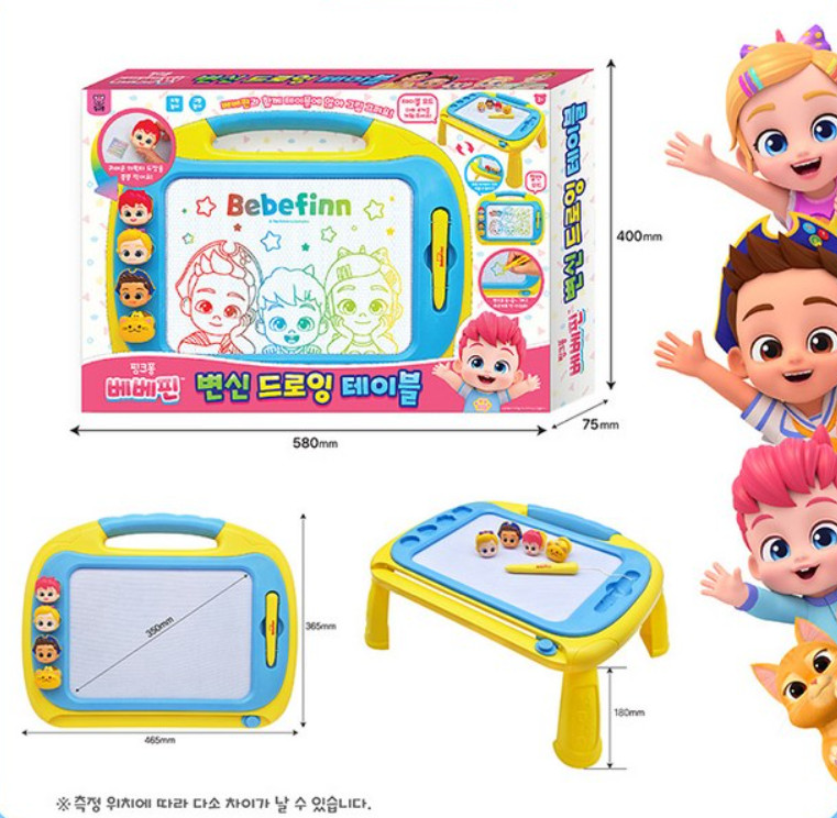Pinkfong BebeFinn Transform Drawing Table 3 Stages Erasable Stamps Kid Toy