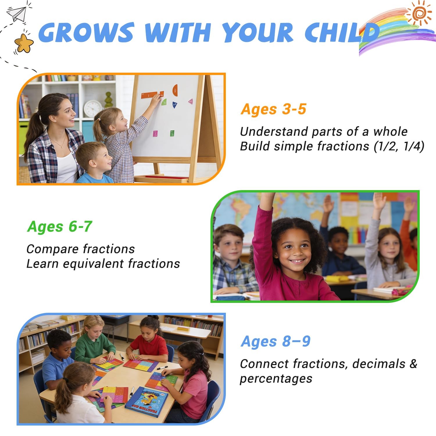 Magnetic Fraction Demonstration Book, Magnetic Fraction Educational Puzzle with