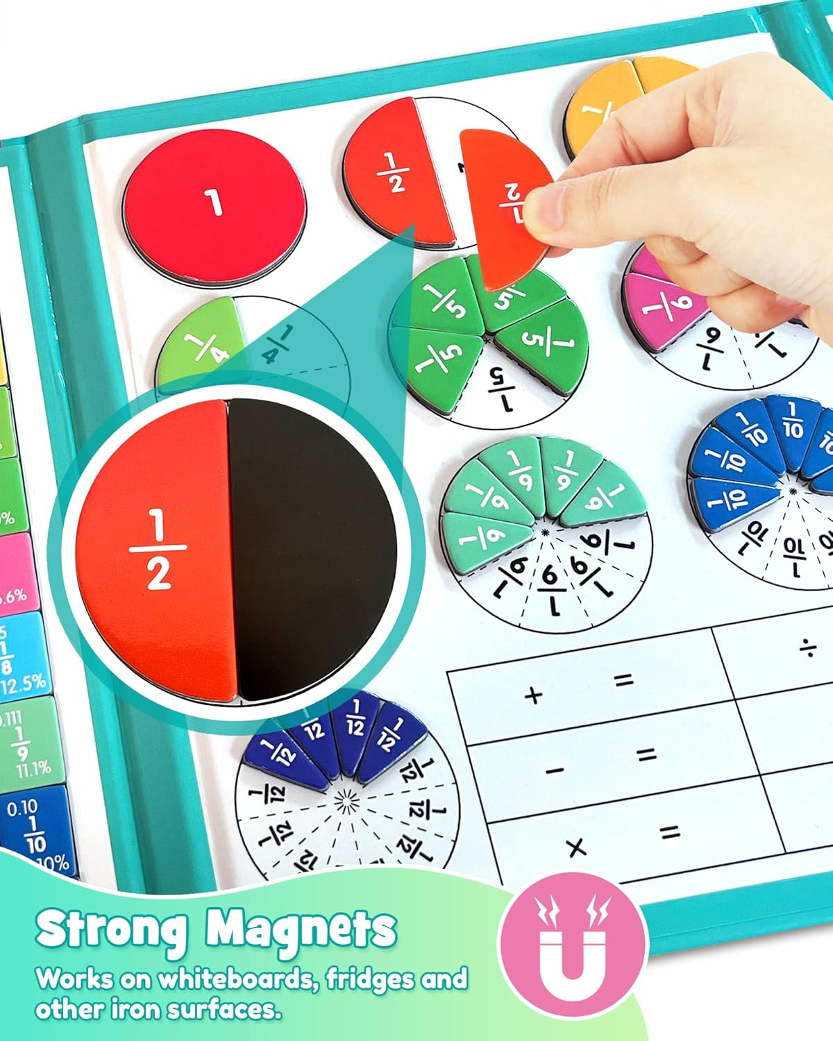 Magnetic Fraction Educational Puzzle, Magnetic Fraction Demonstration Book with