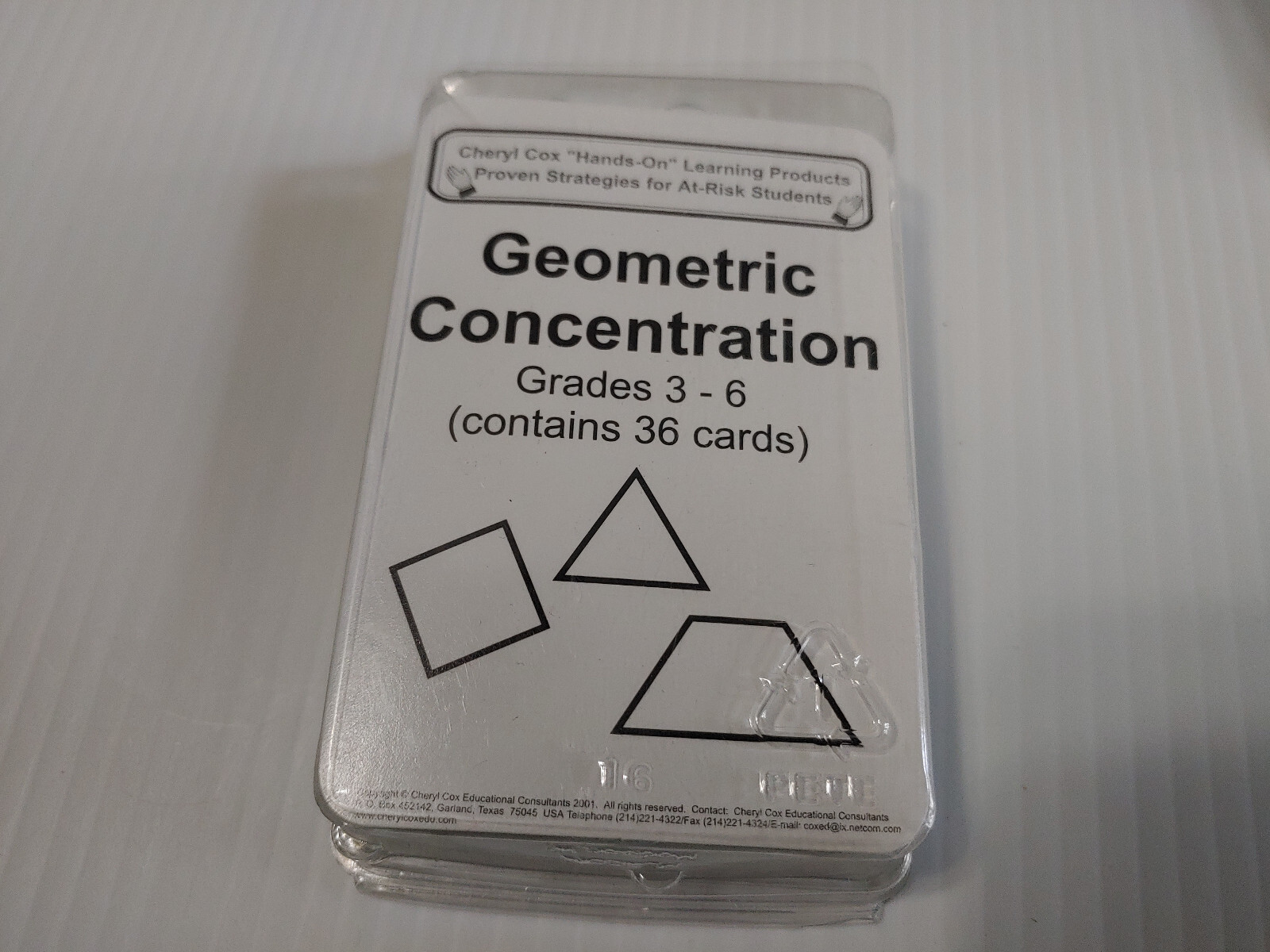 hands on Learning Geometric Concentration Cards grade 3-6 for at risk students