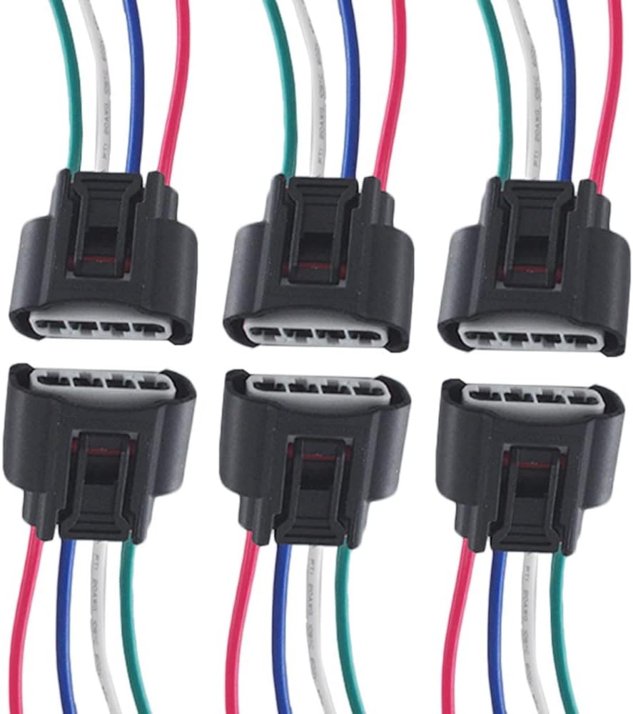 Ignition Coil Female Connector Plug Pigtail Harness 6Pcs Compatible with Toyota