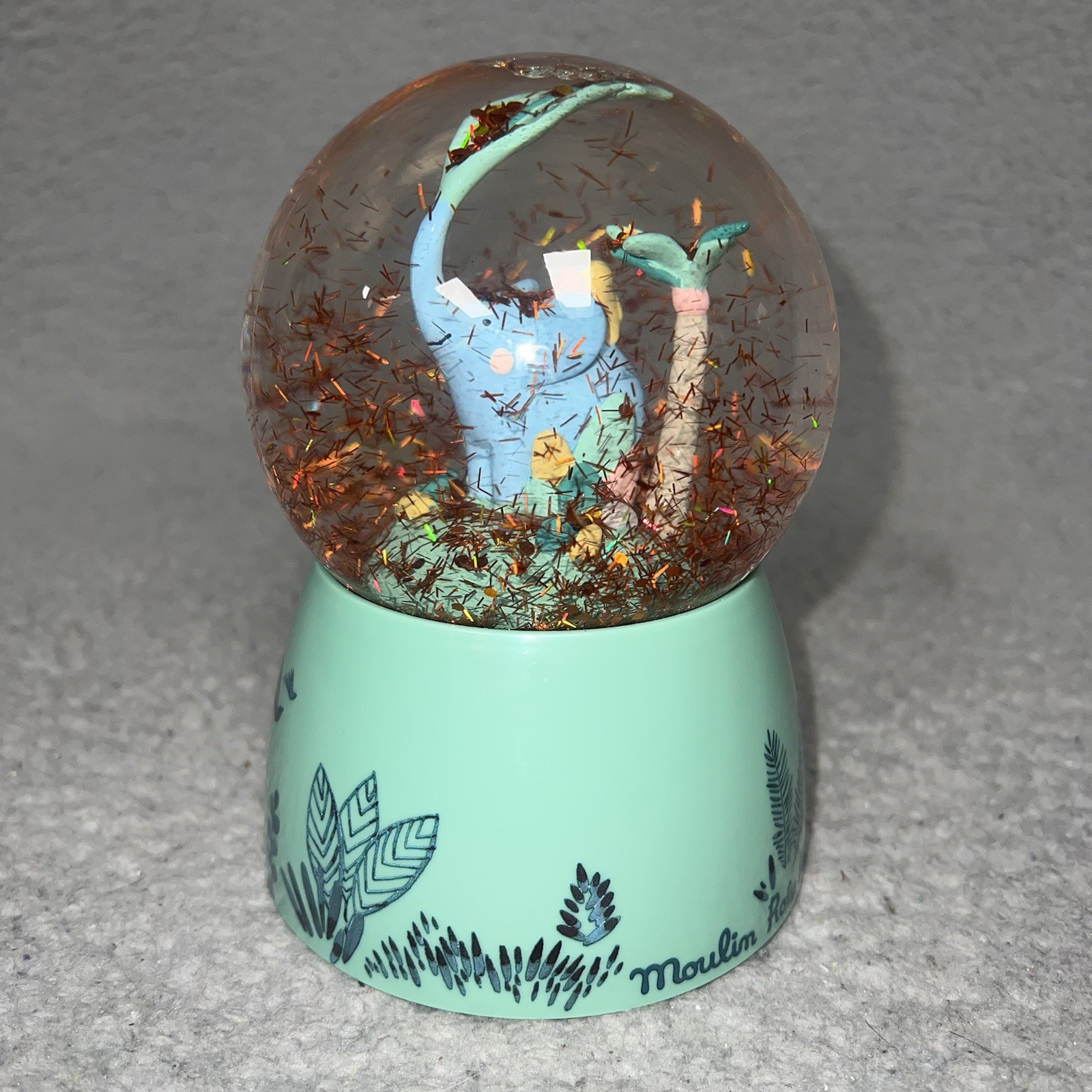 Moulin Roty Sous Mon Baobab Musical Snow Globe Bergamote the Elephant