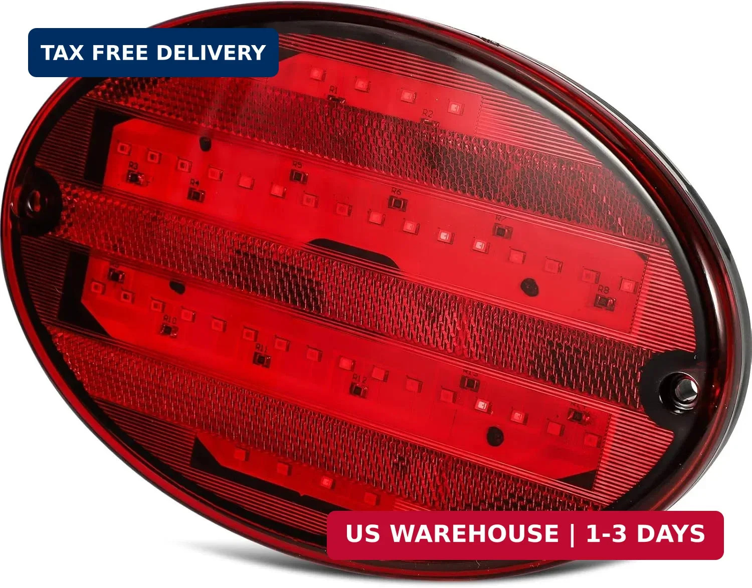 Partsam 2Pcs 8.5″ Oval Led Tail Lights 40LED Red for Trailer RV Motorhome Airstr