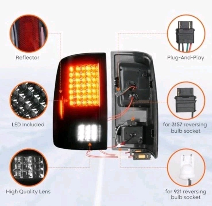 Tail Light + 3rd Brake Light for Dodge Ram 1500 2009-2010, Ram 2500 3500 2010, R