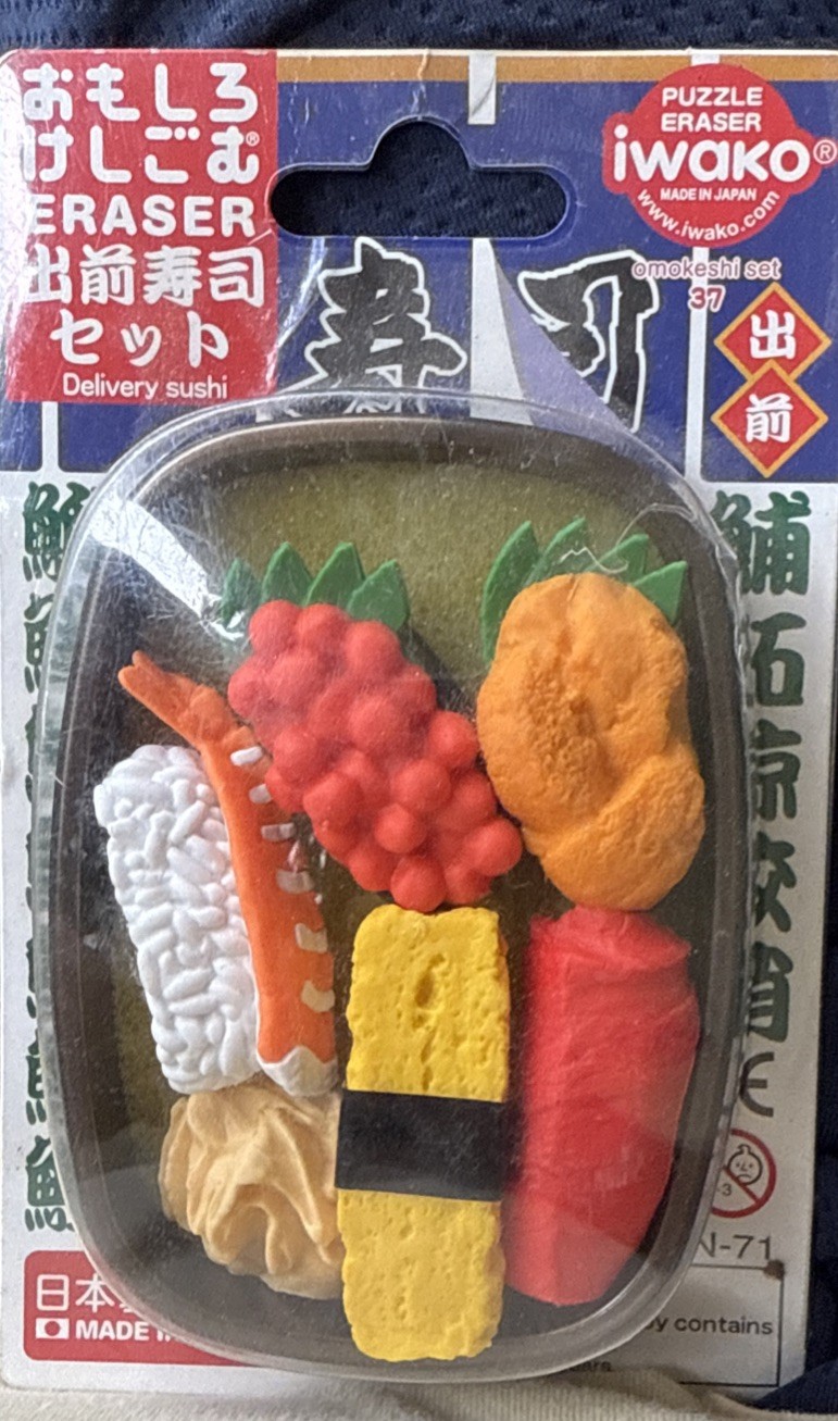 Iwako Japanese Omokeshi Eraser Set Sushi Assortment Fast Shipping