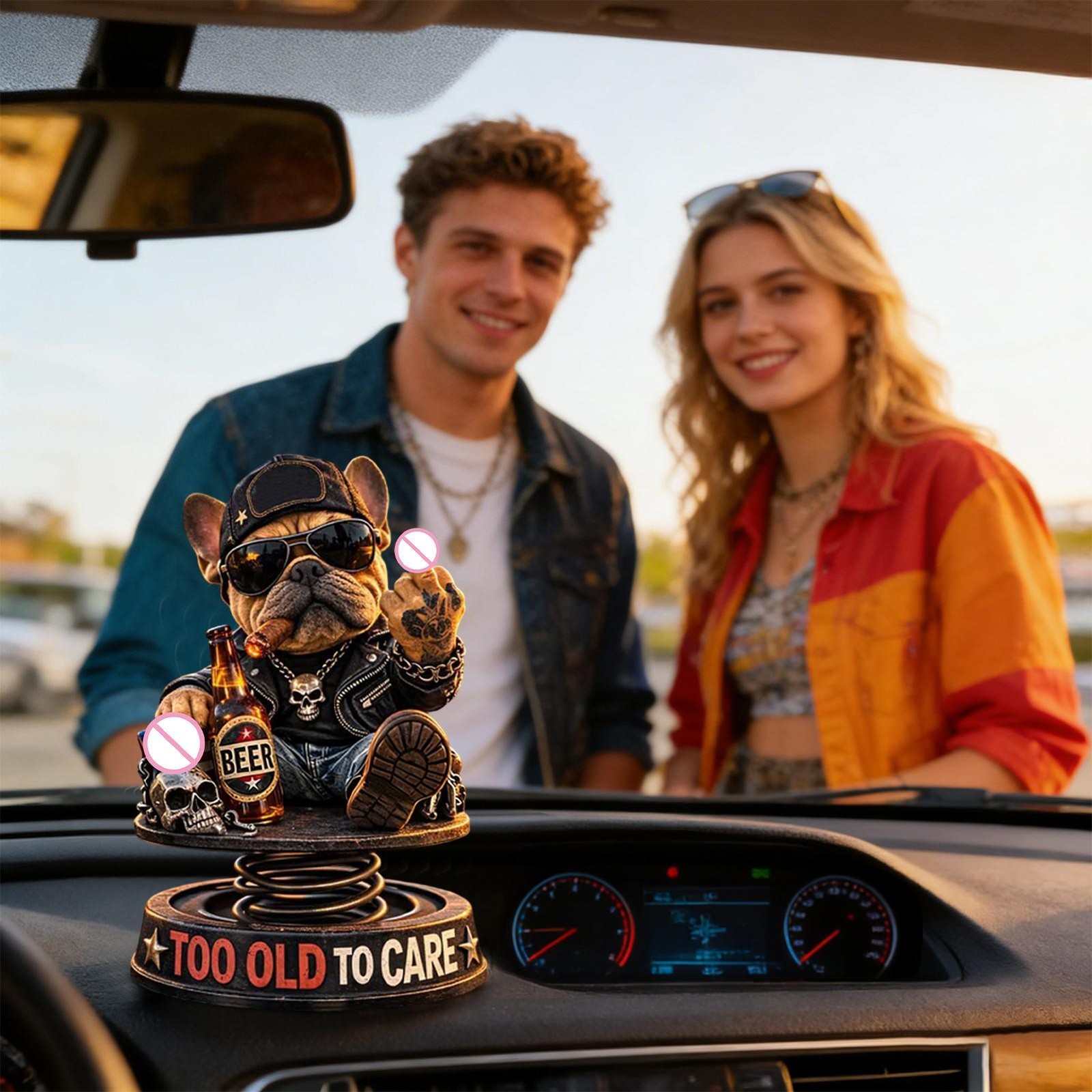 Dashboard Accessories Cute Funny Non Slip Resin Fun Car Accessories Dog Figures