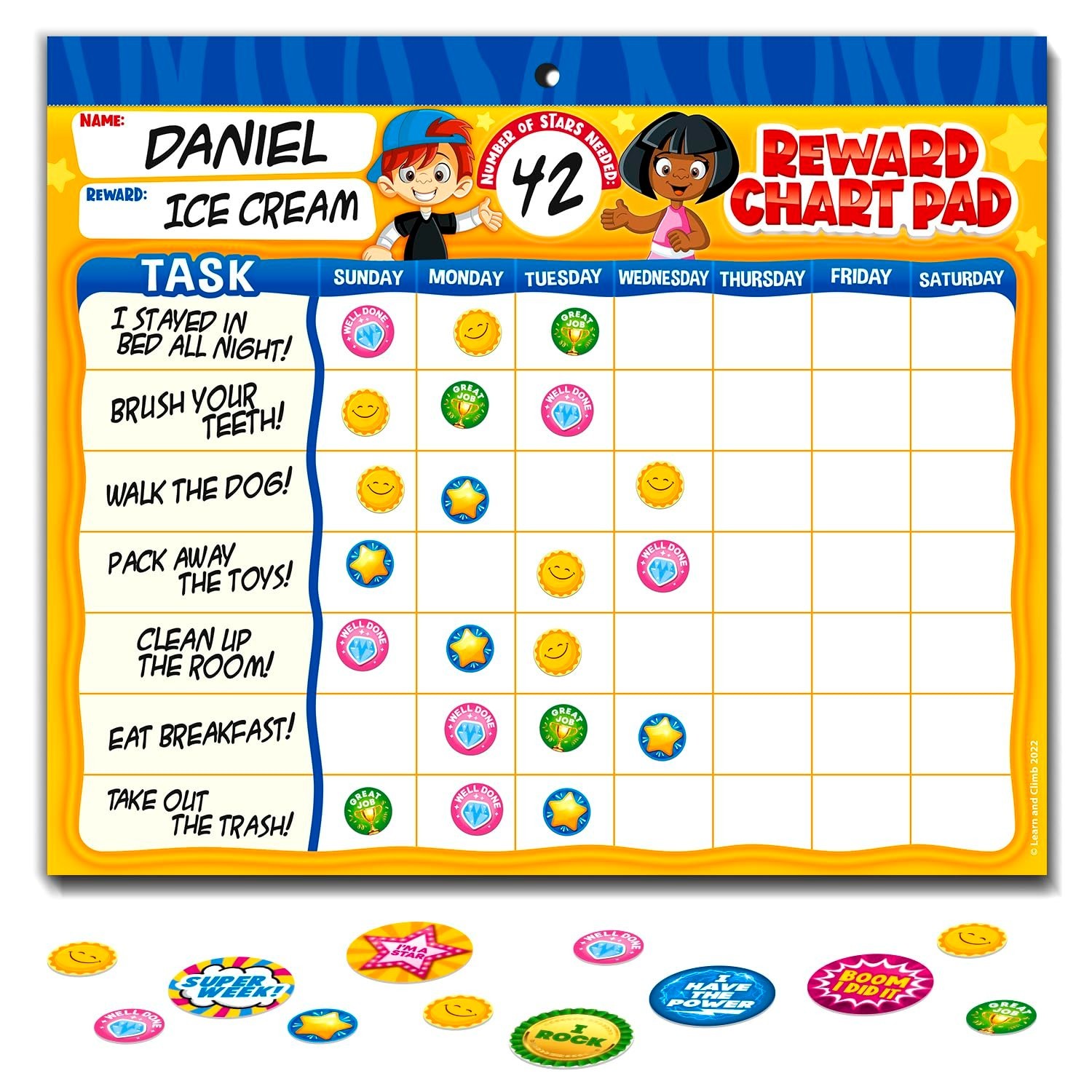 Motivational Behavior Reward Chart System – 26 Kids Chore Charts & 2800 Stickers