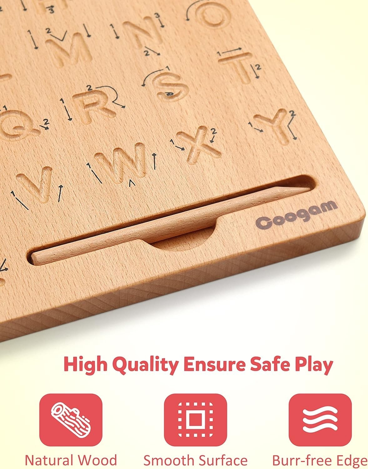 Double-Sided Wooden Alphabet Tracing Board for 3-6 Olds – Fine Motor Skills