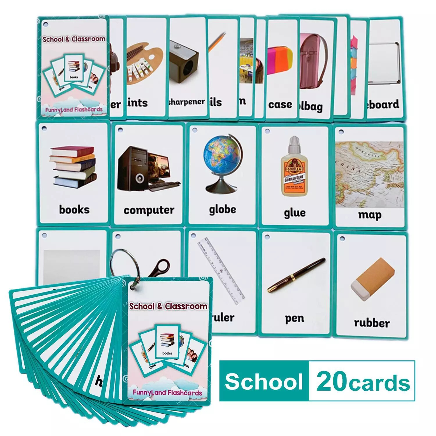 English Words Learning Flashcards for Kids 3-6 Years Reading Enlightenment Toys