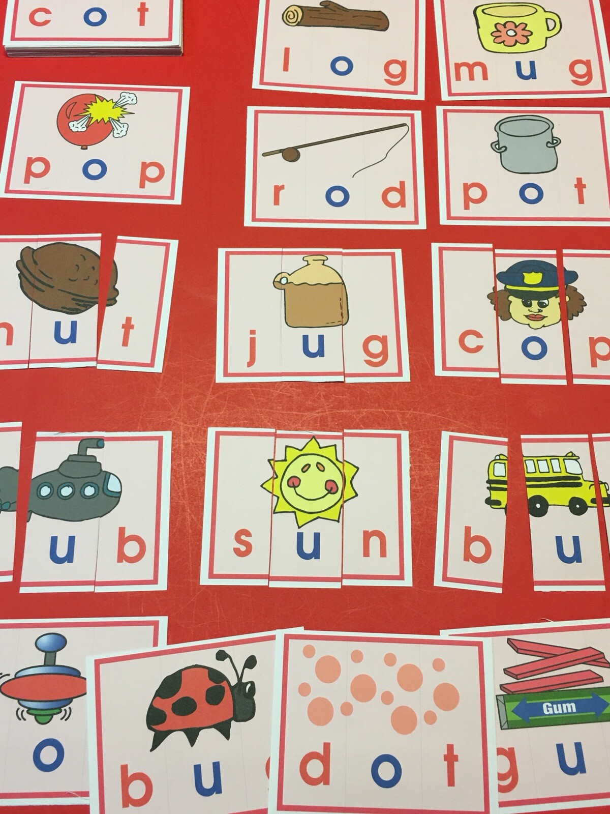 The Pink Series – 40 CVC Word Puzzles – Laminated Montessori materials