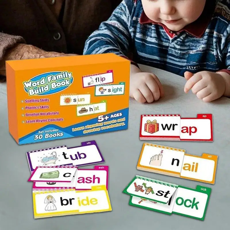 30 Read & Rhyme Word Family Flash Cards Phonics Reading Learning Educational Set