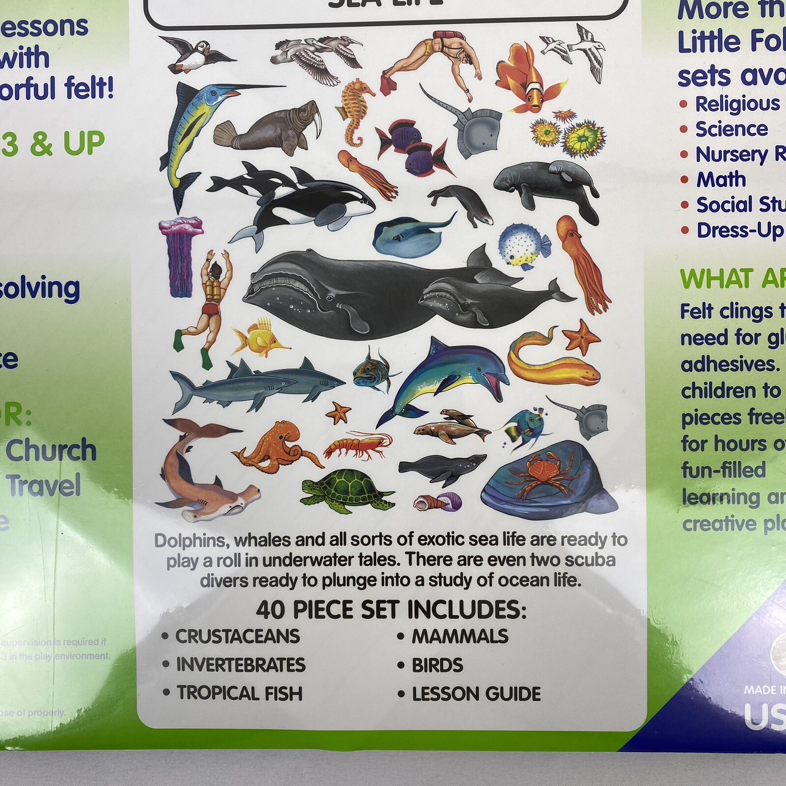 New Sealed Little Folk Visuals 40 Pre-Cut Felt Sea Life Pieces For Story Board