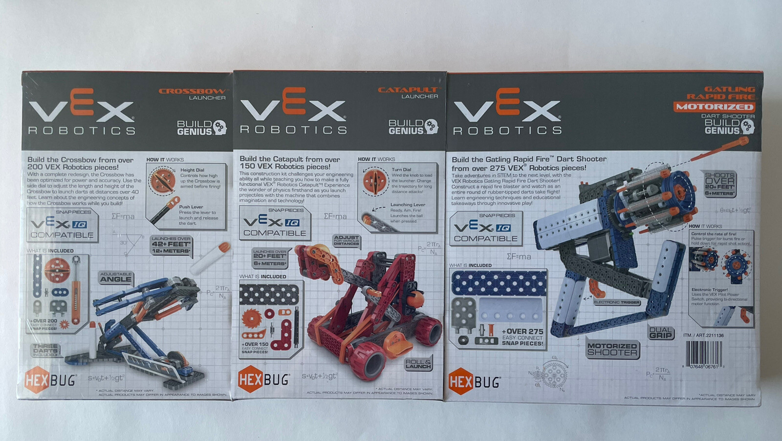 Hexbug Vex Robotics Lot of 3 STEM Starter Dart Shooter, Catapult, Crossbow – NEW