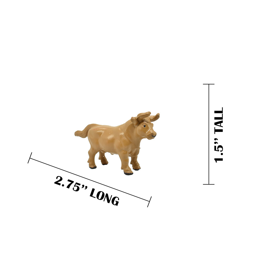 Cow, Brown Bull Realistic Small Toy Model Plastic Replica Barn Farm Animal F4149