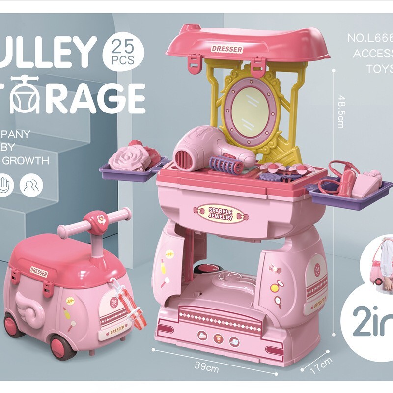 Pull Storage Trolley Role Play Pretend Toys for Kids age 3 Dresser Doctor Tool