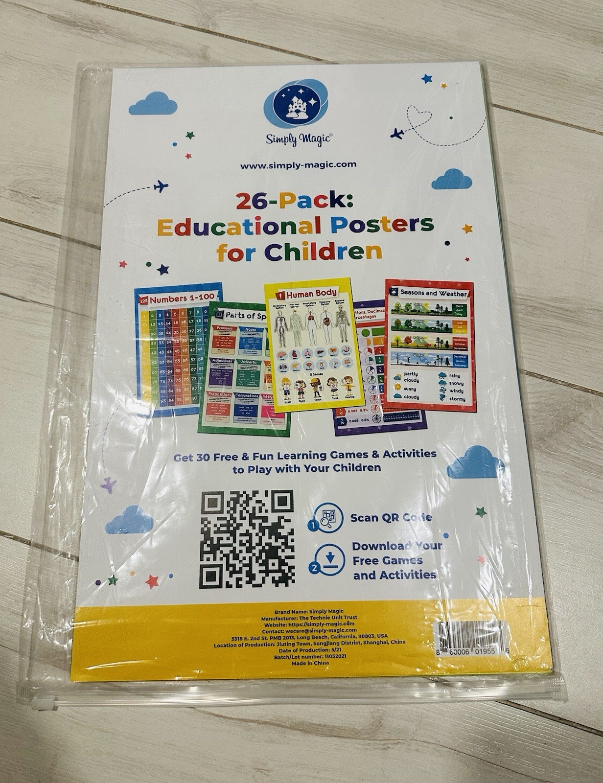 Set Of 26 Educational Posters for Kids – Multiplication, Anatomy, Periodic Table