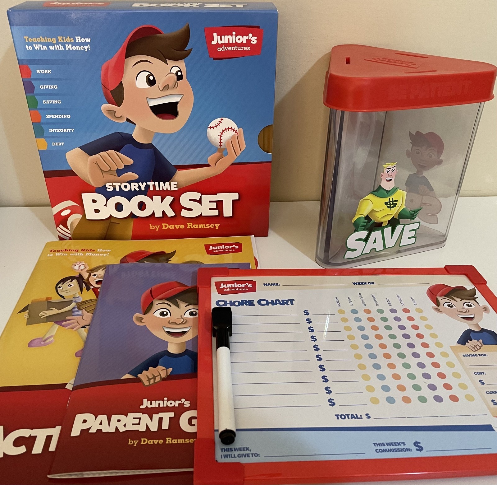 Dave Ramsey Juniors Adventures Kids Money Management Set Books Bank Envelopes