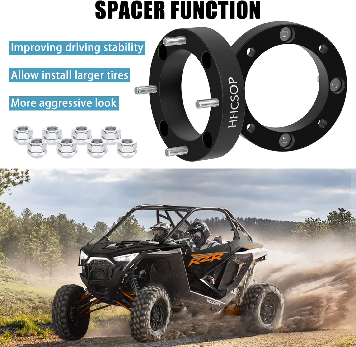 HHCSOP 4×156 ATV Wheel Spacers 1.5″, 4PCS Black Wheel Adapters Compatible with