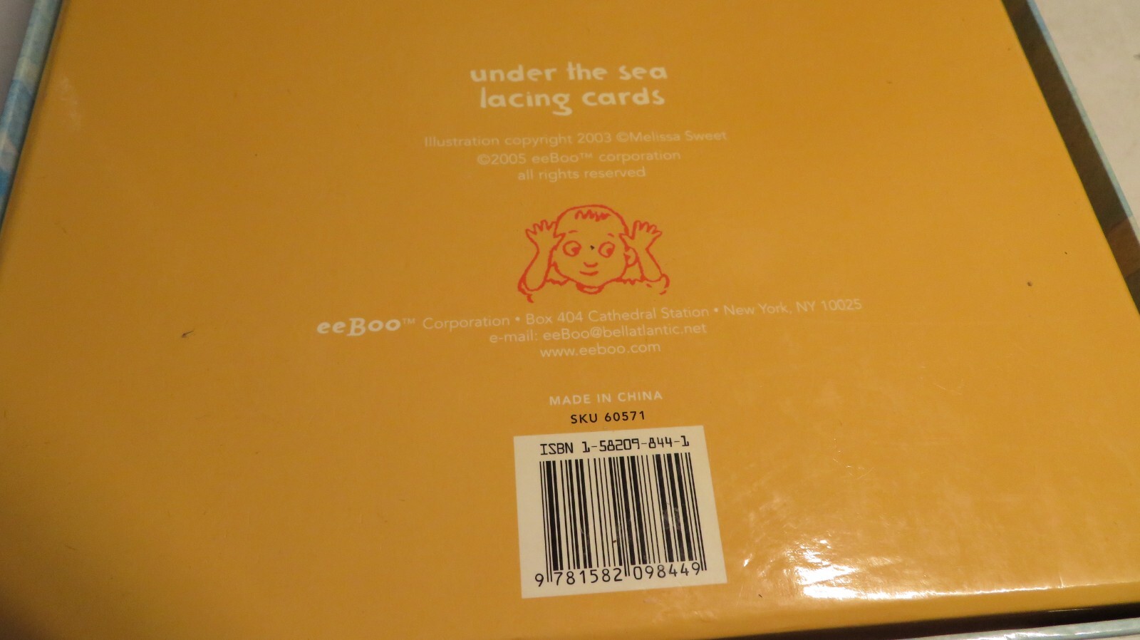 Vintage 2005 EEBOO Under The Sea Lacing Cards LEARNING TOOL EEBOO Kids Game Toy