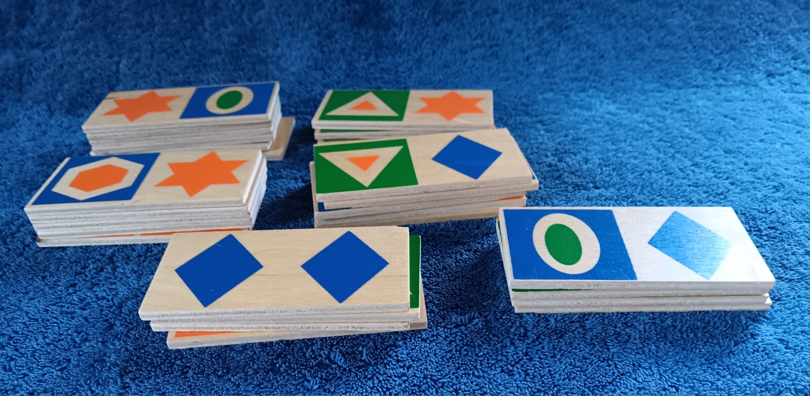 Creative Playthings Shape Dominoes Set Wood Tile Matching Game Kids 28 E0329 VTG