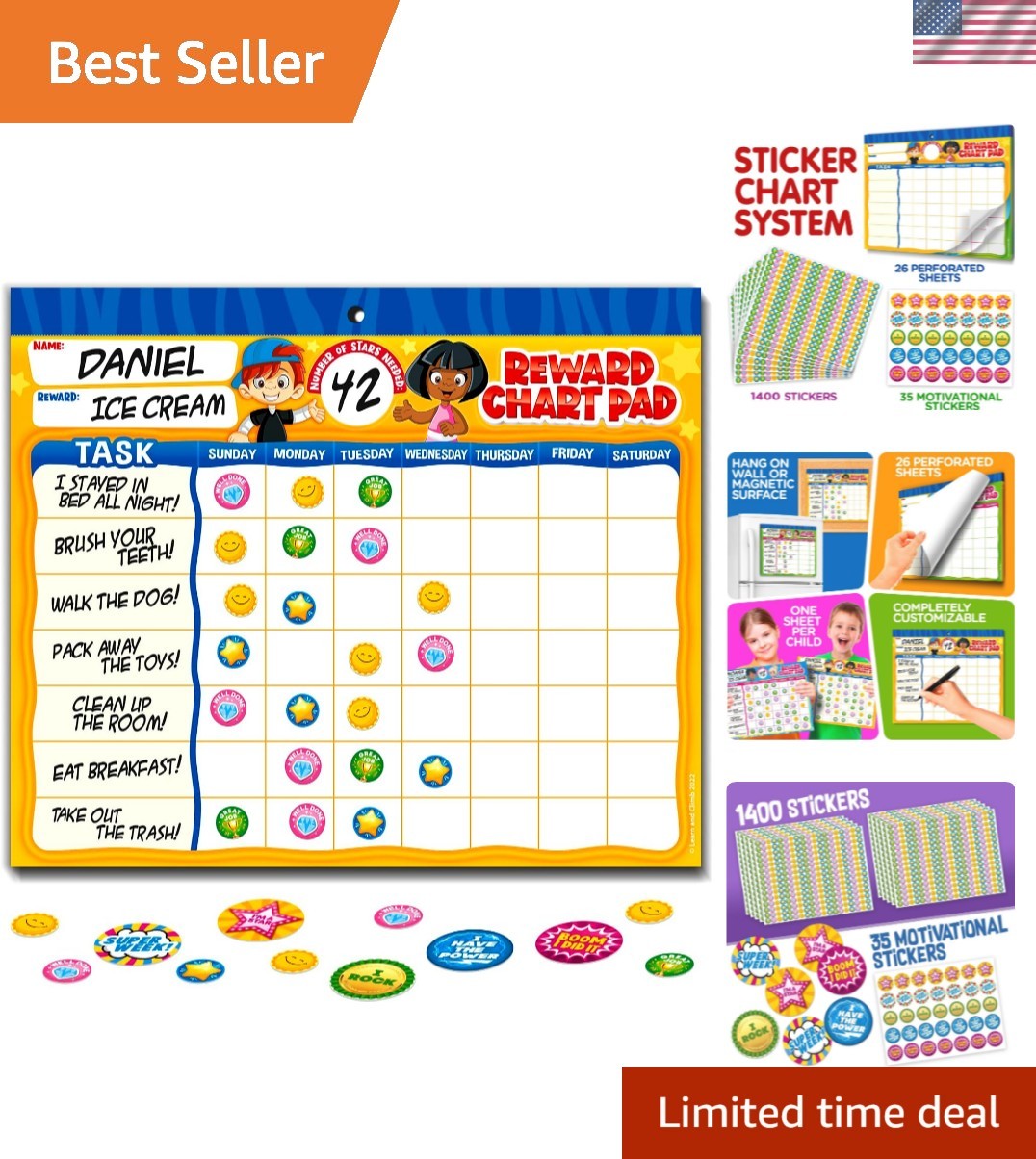 Behavior Reward Chart System – Pad with 26 Chore Charts for Kids, 2800 Sticke…
