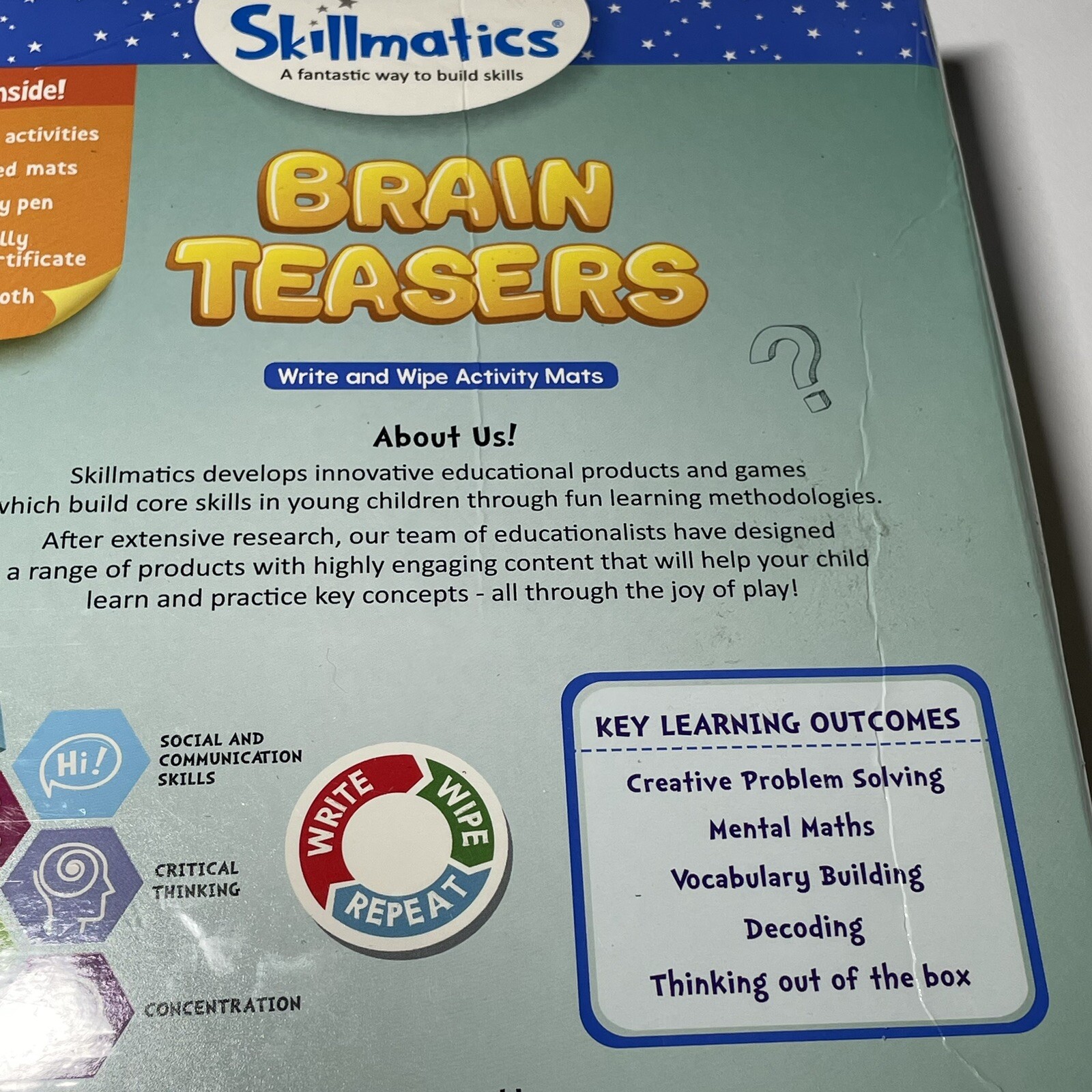 Brain Teasers Write & Wipe Activity Mats Educational Game By Skillmatics Ages 6+