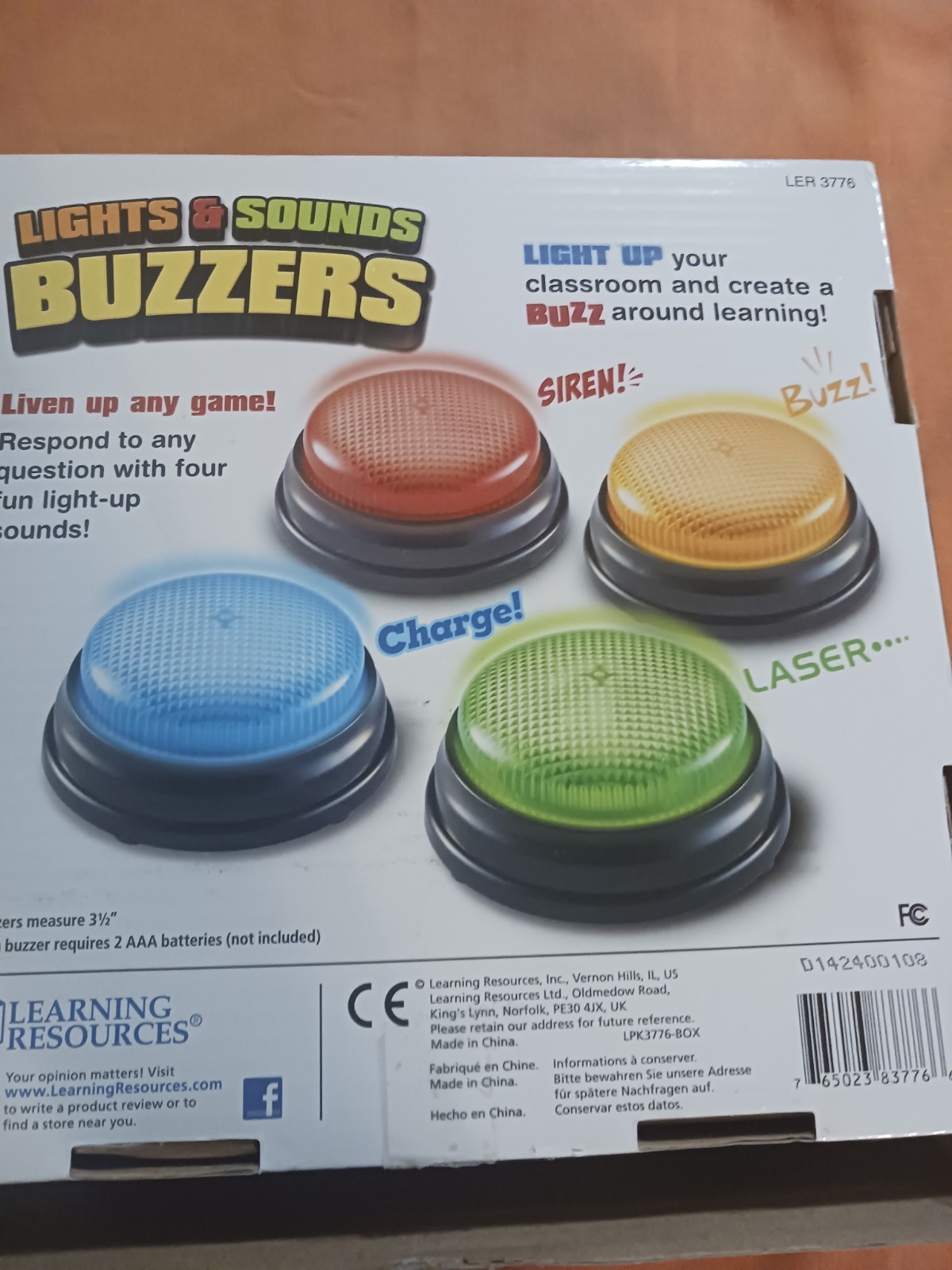 Learning Resources Lights and Sounds Buzzers Assorted Colors 4 in Set