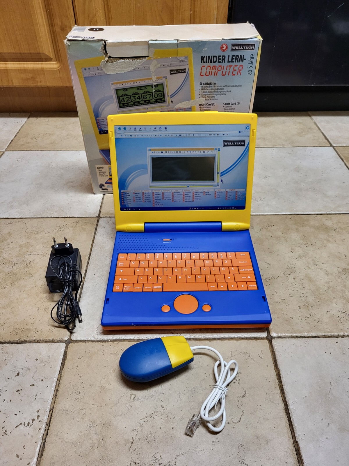 WELLTECH Child’s Learning Computer Toy Laptop Educational RARE Plug In, German