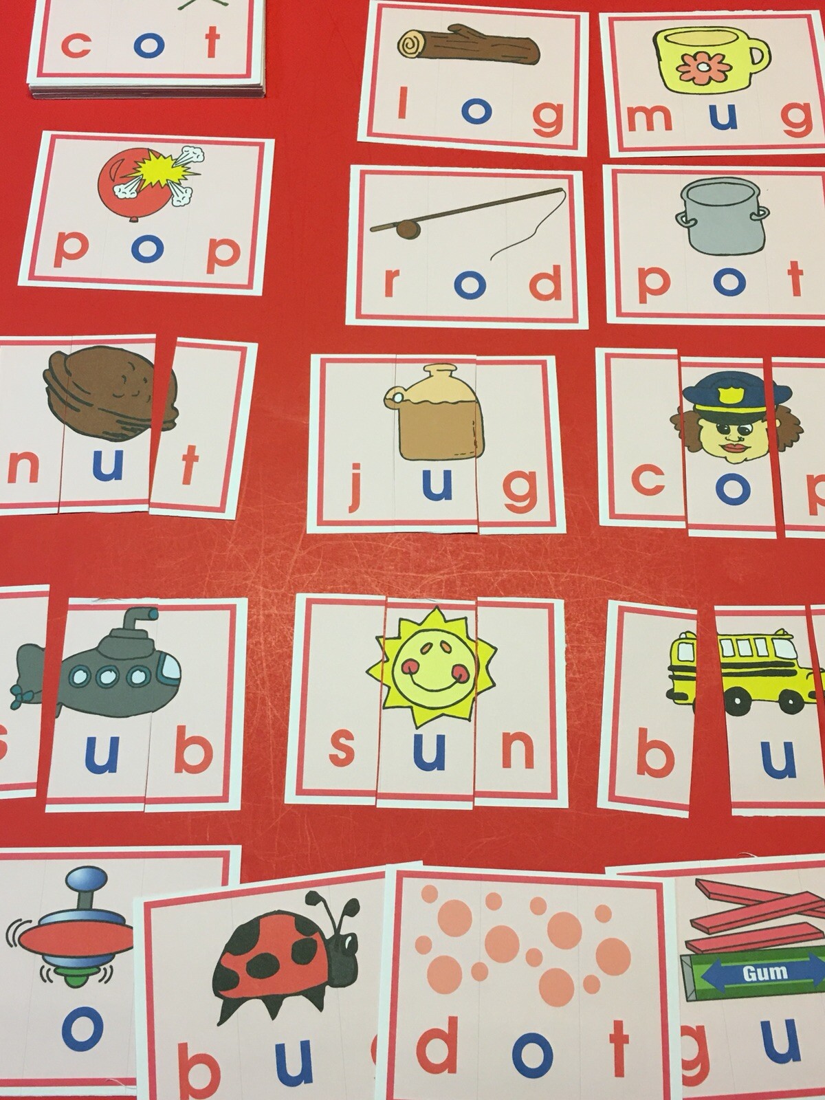 The Pink Series – 40 CVC Word Puzzles – Laminated Montessori materials