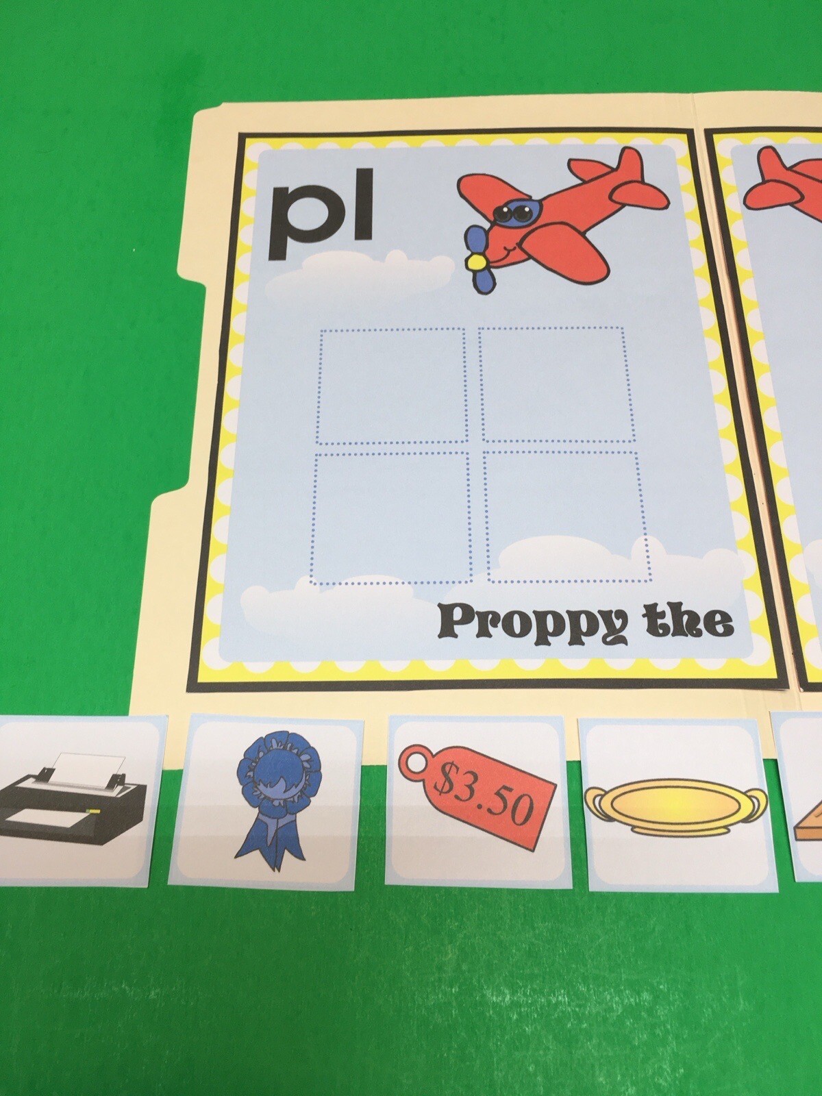 Proppy The Plane – Phonics. Pl / Pr – DIY File Folder game – Printed / Uncut