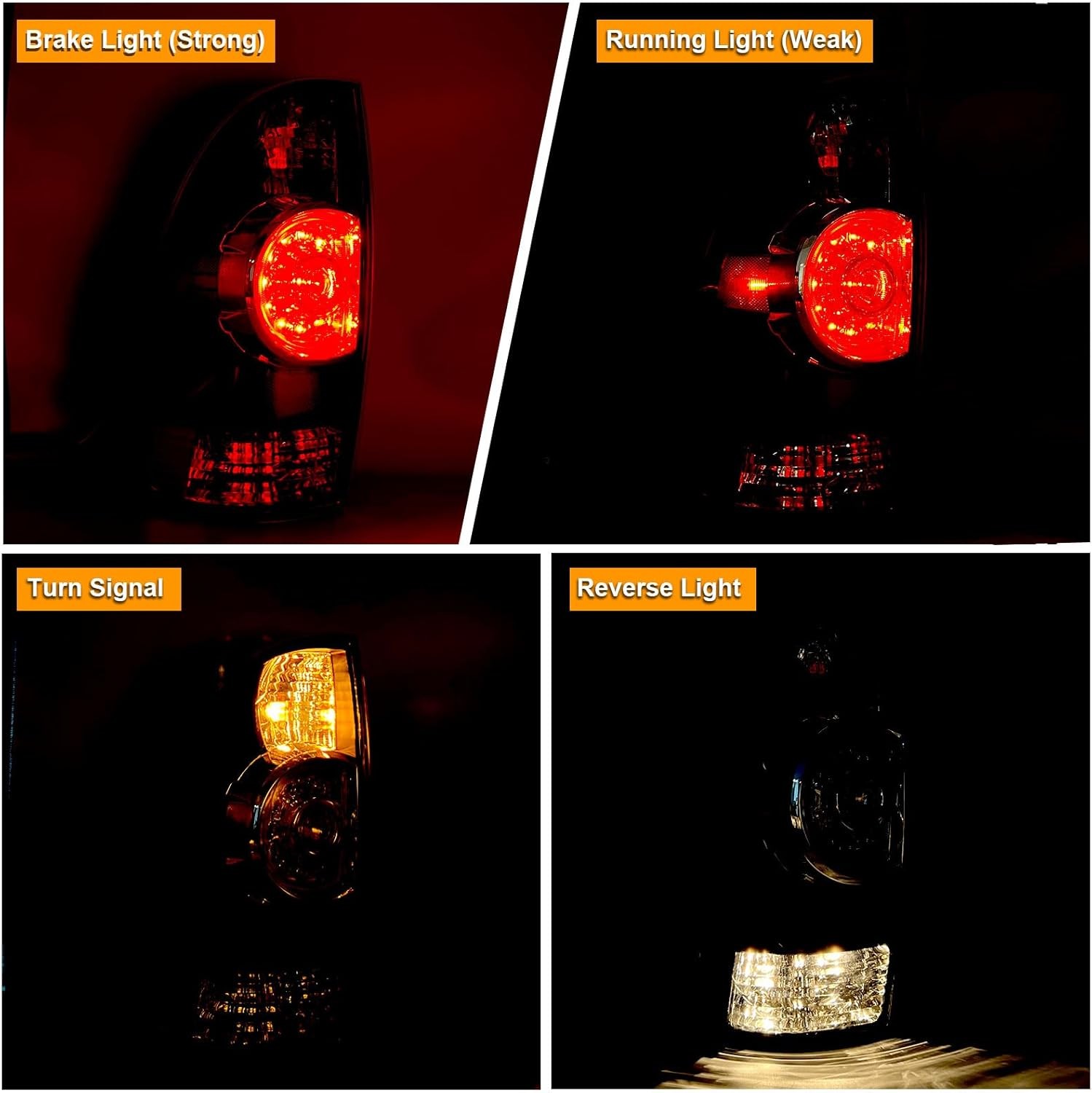 Tail Light Assembly Compatible With 2005-2015 Tacoma Pickup Driver and Passenger